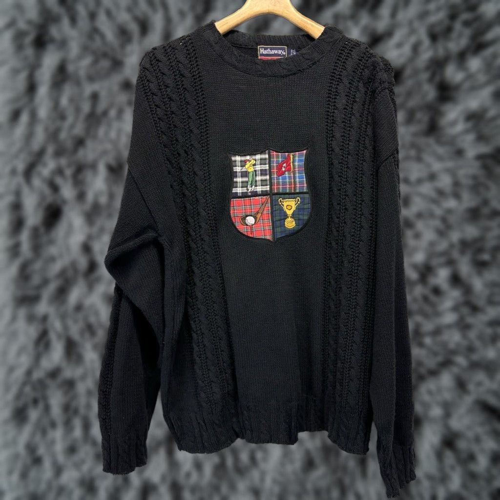 Vintage VINTAGE Hathaway Golf Pullover Sweater Mens Large Black Crew Neck Oversized 90s Size US L / EU 52-54 / 3 - 1 Thumbnail