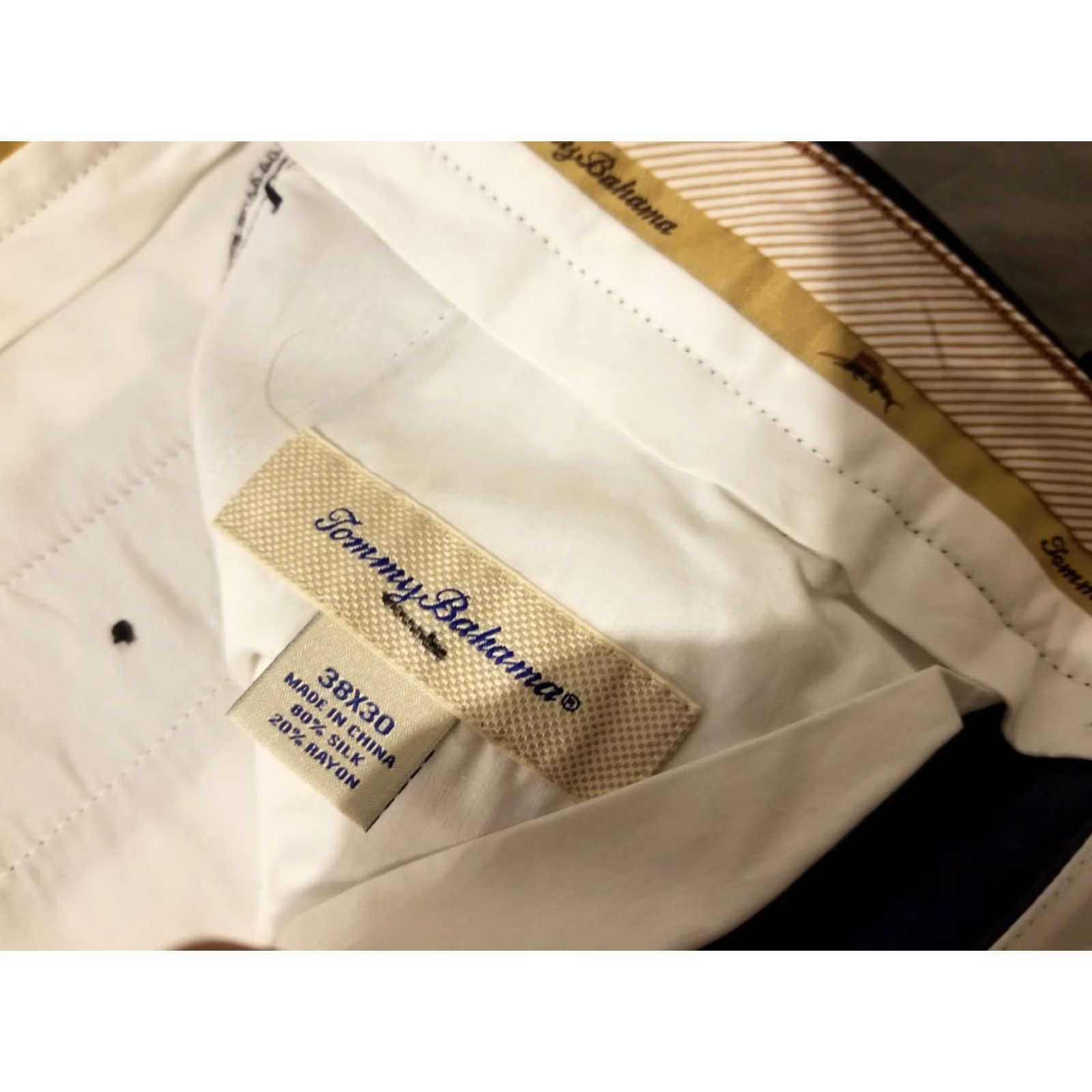 Tommy Bahama Tommy Bahama Dress Mens 38 Silk Pants 38x25 Navy Slack Chino Trouser Size US 38 / EU 54 - 7 Thumbnail