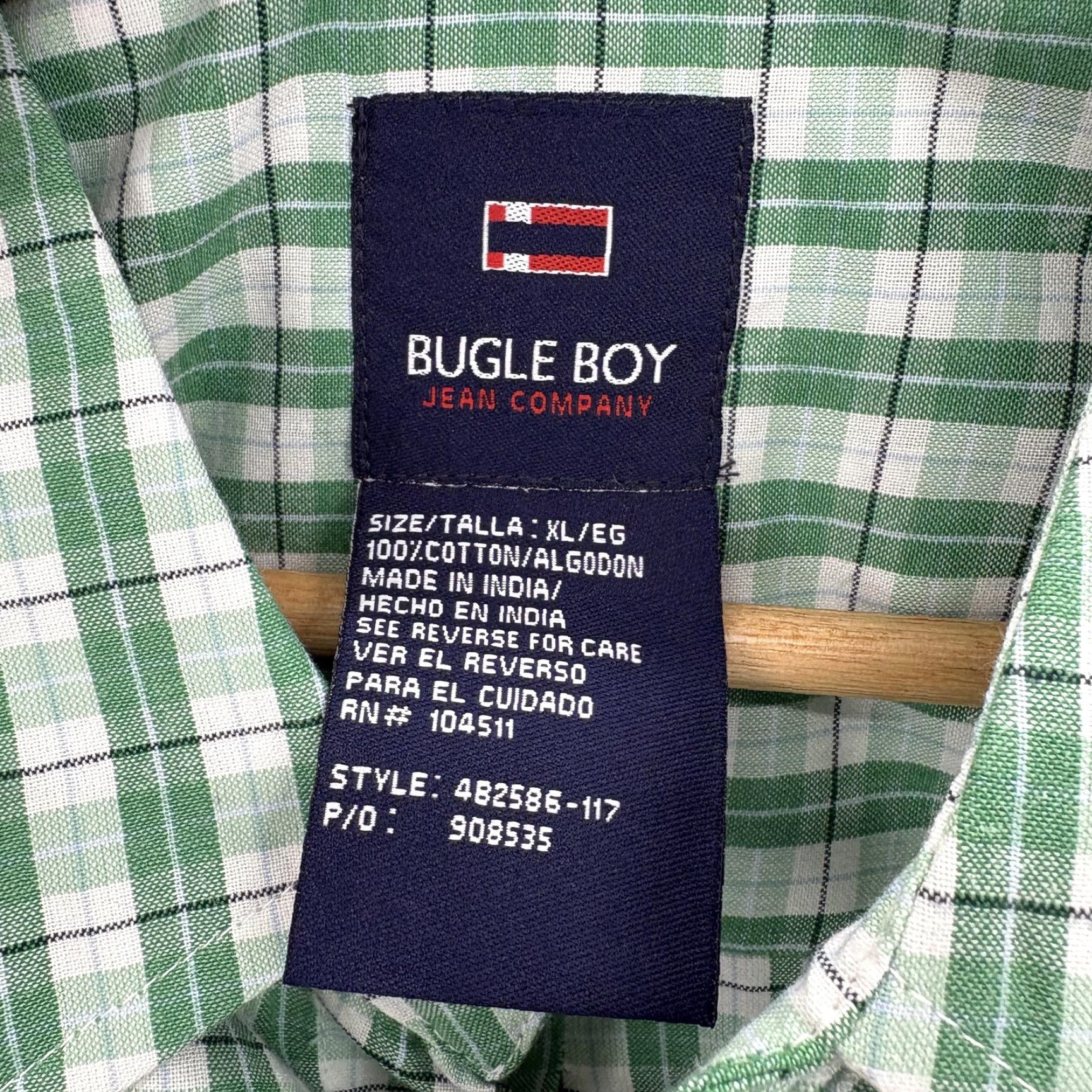 Bugle Boy VINTAGE Bugle Boy Shirt Mens XL Green White Plaid Short Sleeve Button Down NWT Size US XL / EU 56 / 4 - 3 Thumbnail