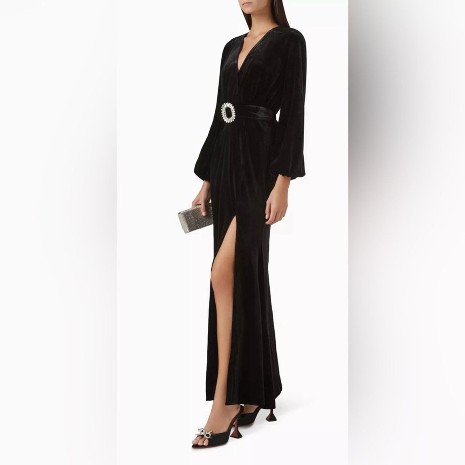 ELLIATT NWT Elliatt Velvet MaxiDress size S (belt w small call out) Size S / US 4 / IT 40 - 3 Thumbnail