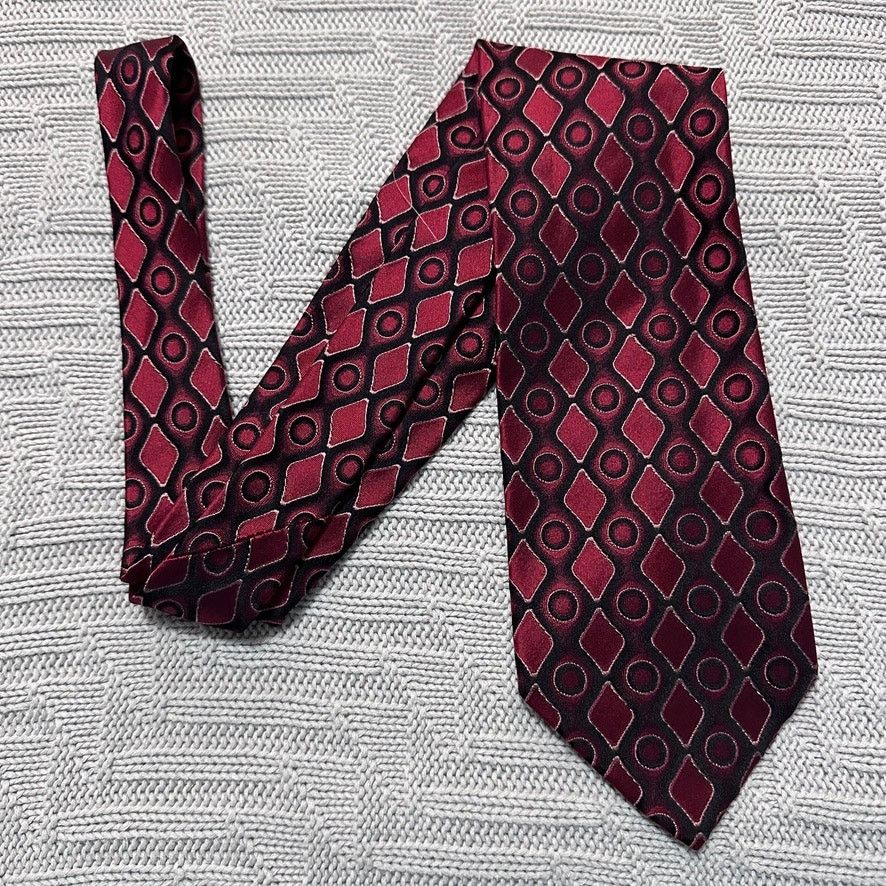 Hugo Boss Hugo Boss maroon red abstract print silk tie Size ONE SIZE - 1 Thumbnail