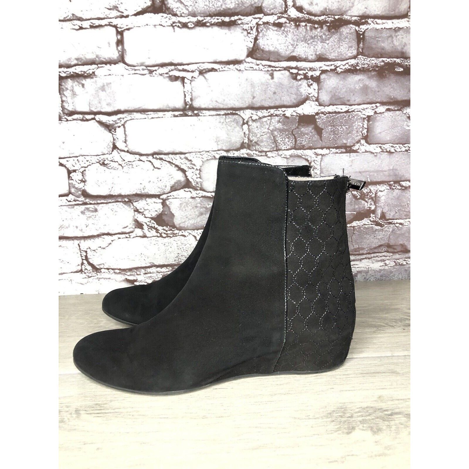 Aquatalia Aquatalia Black Suede Leather Wedge Back Zipper Booties Wome Size US 8 / IT 38 - 1 Thumbnail