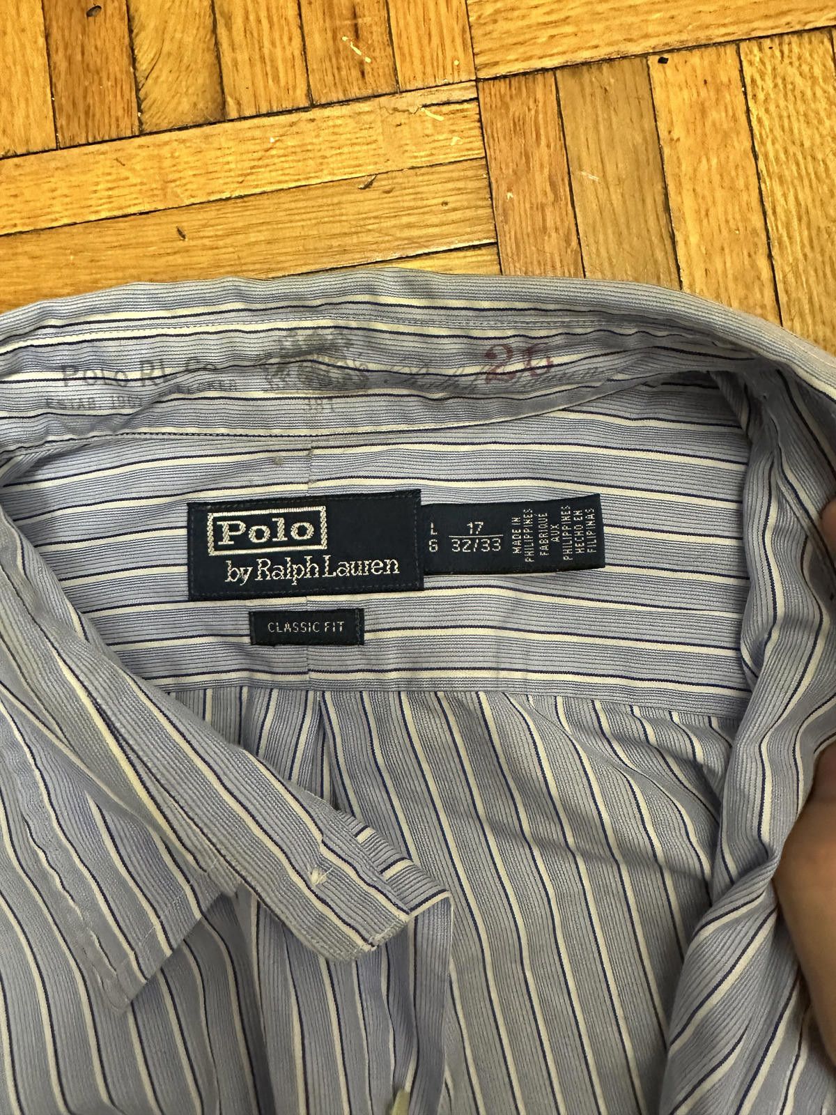 Other Classic Fit Polo Ralph Lauren Men's Dress Shirt Blue + White Size 42R - 2 Thumbnail