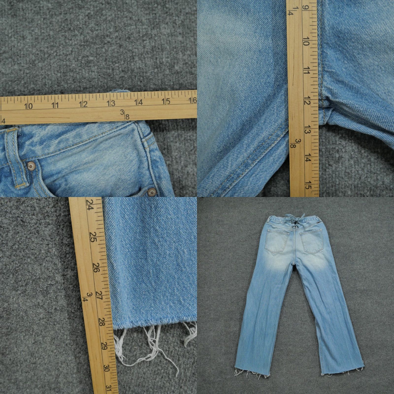 Vintage Kancan Jeans Womens 7 27 Blue Pants Wideleg Raw Hem Back Lace Up 28x28 Jeans Womens Size 28" / US 6 / IT 42 - 8 Thumbnail