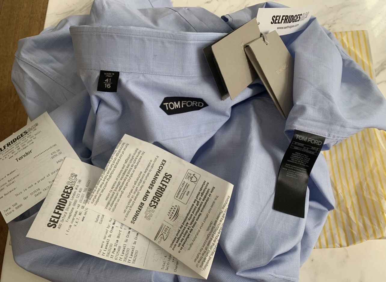 Tom Ford TOM FORD dress Shirt 41 / 16 blue tartan Size US L / EU 52-54 / 3 - 6 Thumbnail