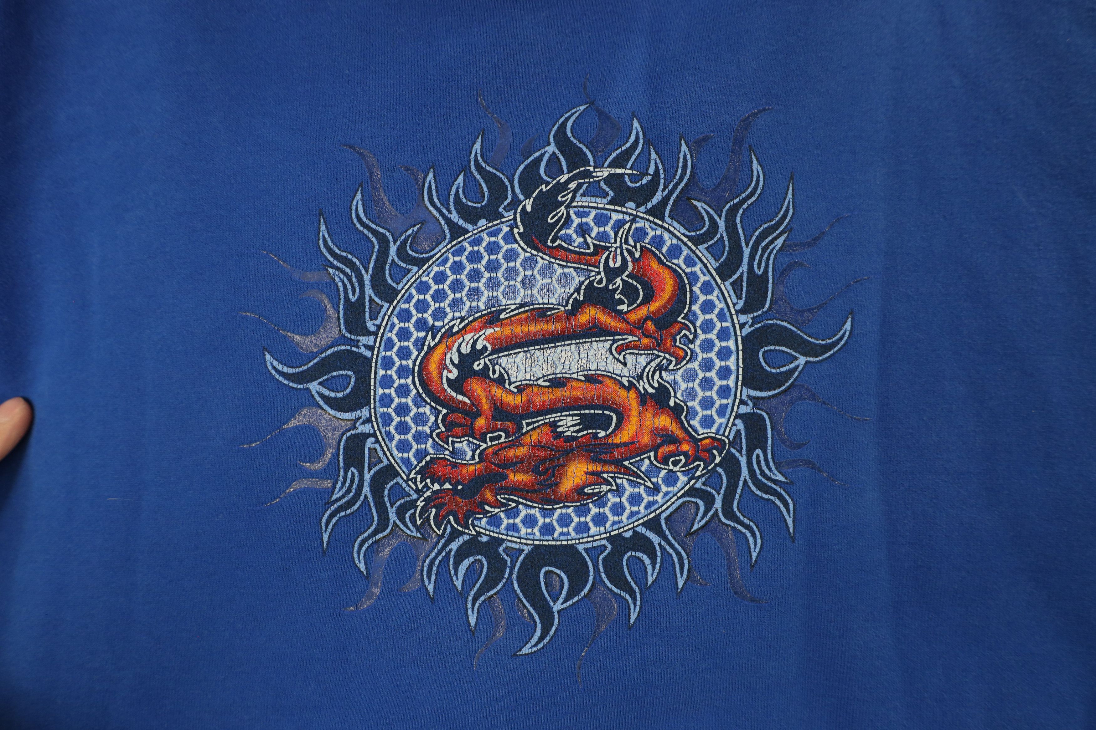 Vintage Vintage 90s Streetwear Tribal Sun Dragon Hoodie Sweatshirt Size US M / EU 48-50 / 2 - 6 Thumbnail