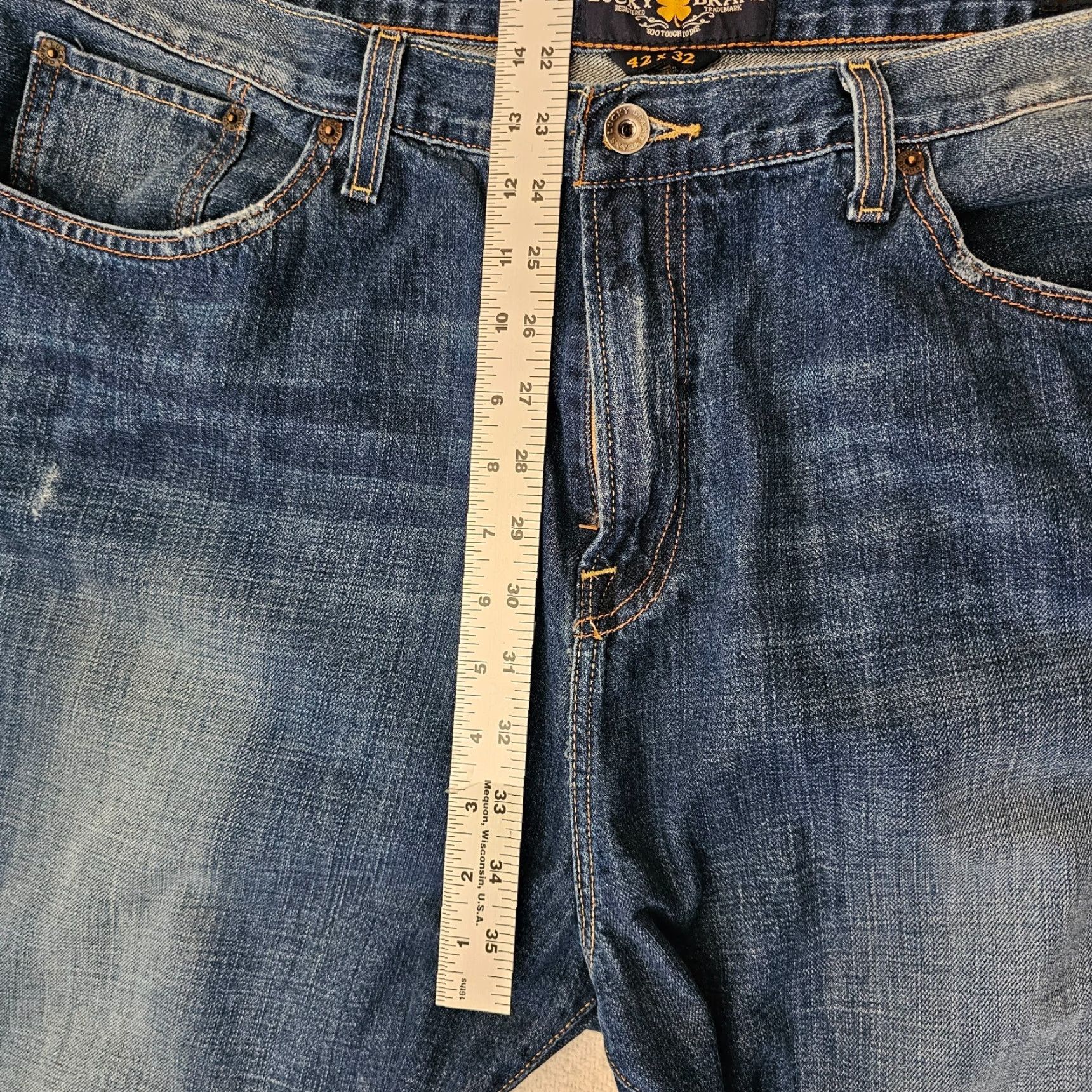 Lucky Brand Lucky Brand Jeans Men's 42x32 Straight Fit Blue Denim Casual Fashion Size US 42 / EU 58 - 6 Thumbnail