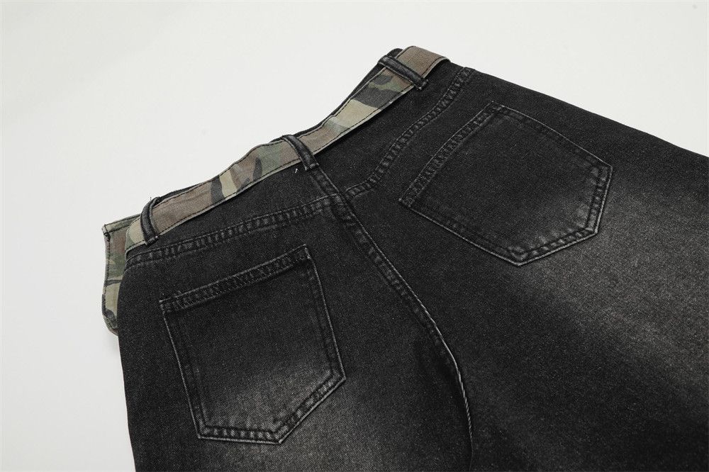 Vintage Men's trendy belted loose-fitting ripped scimitar jeans Size US 32 / EU 48 - 5 Thumbnail