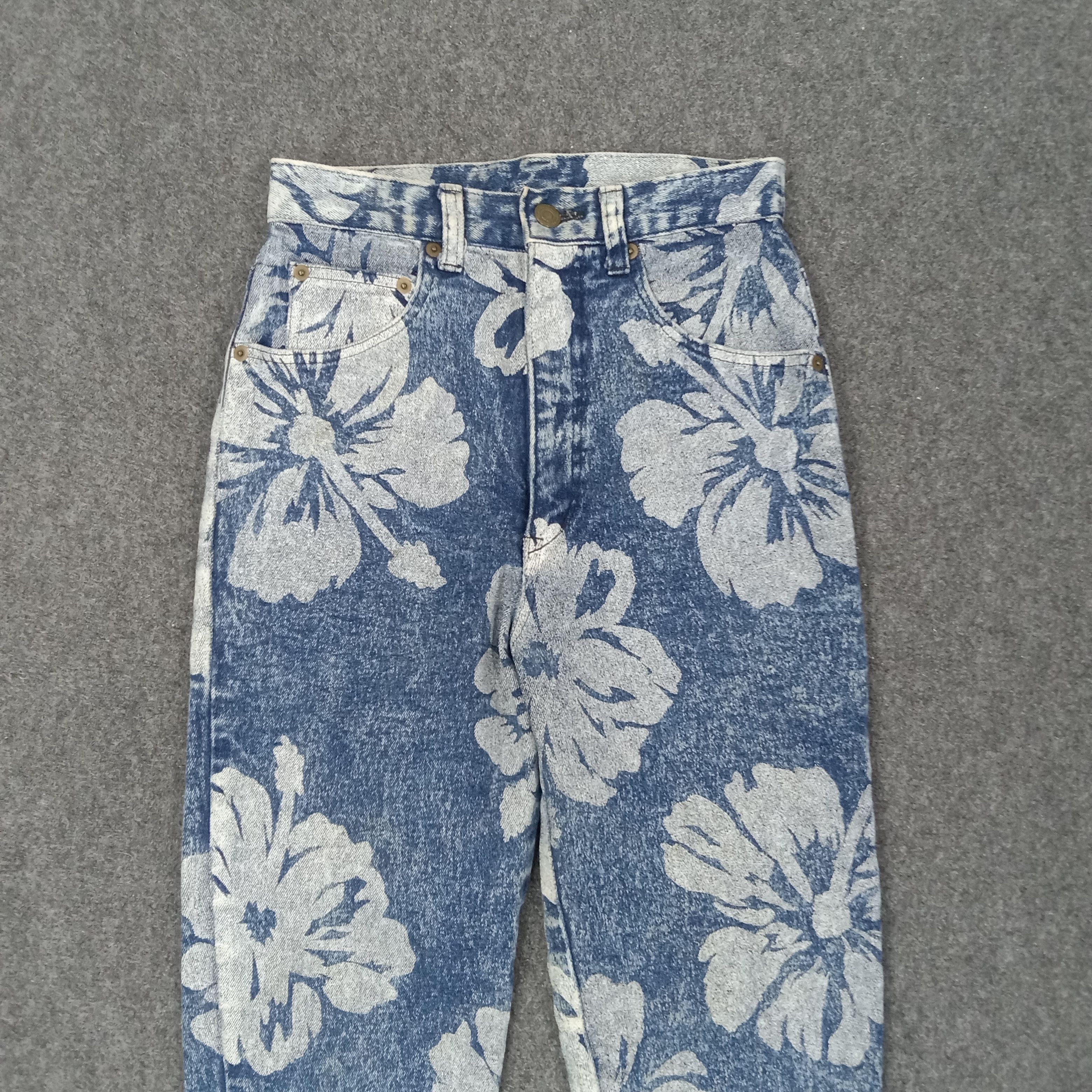 Japanese Brand Ryu Sports Japanese Flower Full Print Jeans C258N26 Size 23" - 2 Thumbnail