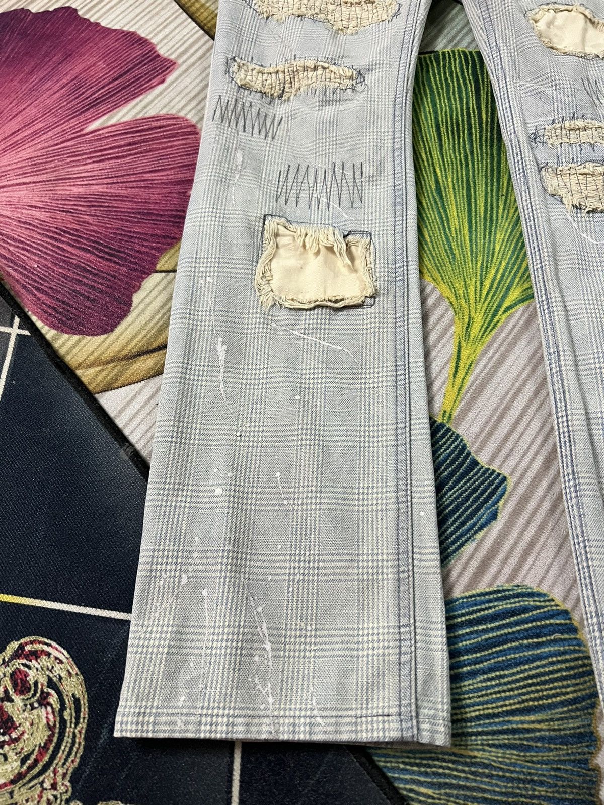 Japanese Brand 💥Flare💥Casva Painted Distressed Rare Jean Size US 31 - 4 Thumbnail