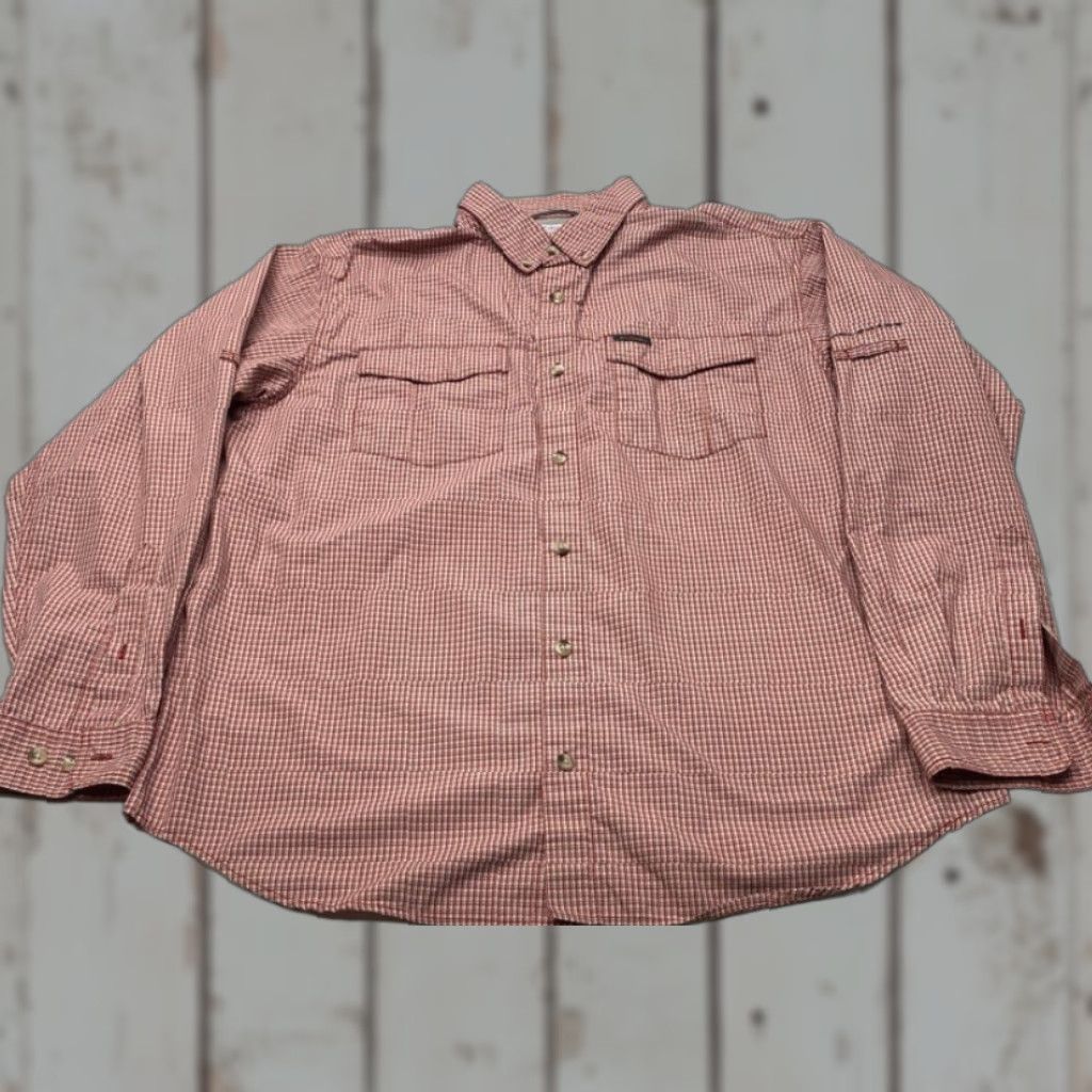 Vintage Columbia Omni Shade Shirt Men's Large Red Check Long Sleeve Button-Up Vented Size US L / EU 52-54 / 3 - 1 Thumbnail