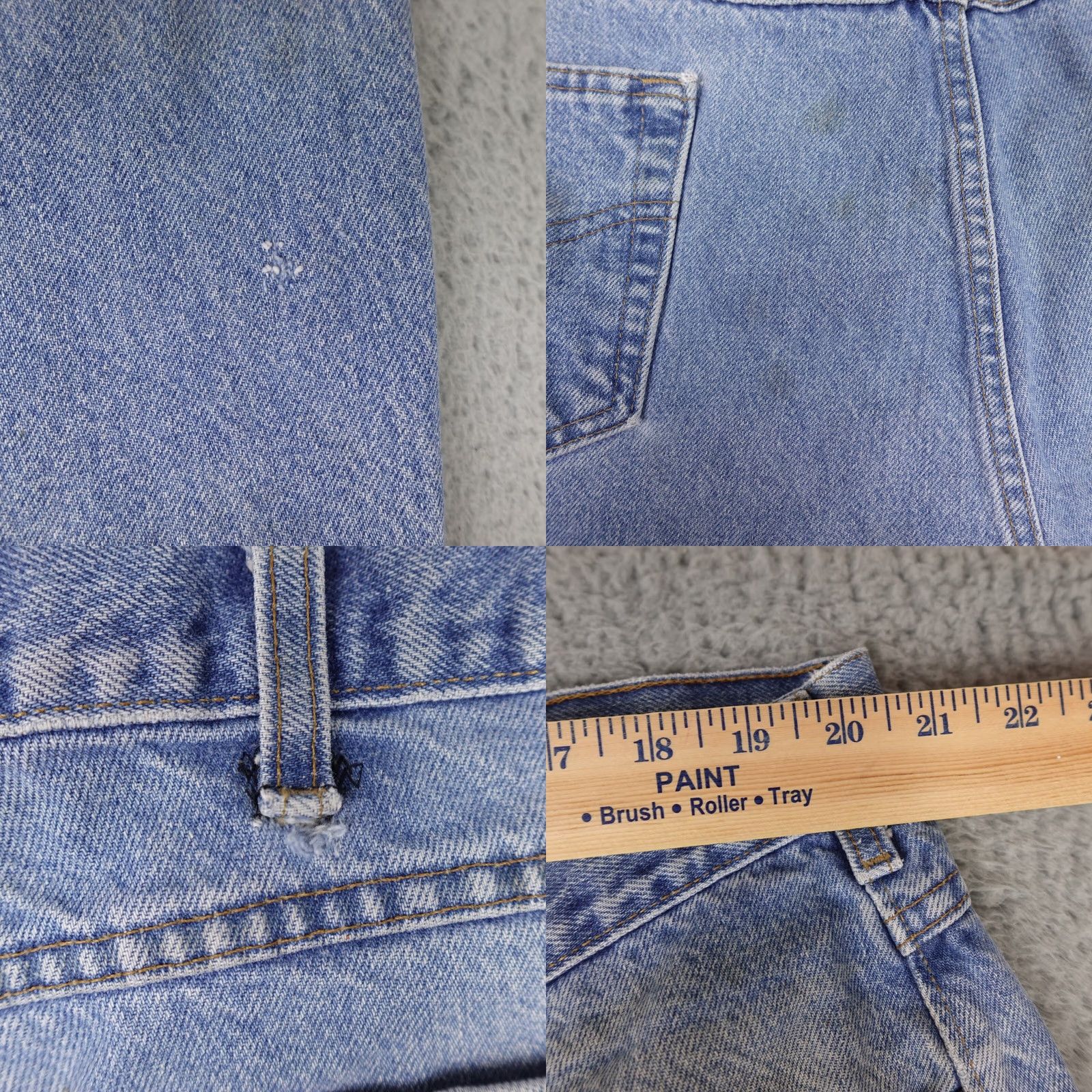 Carhartt Carhartt Jeans Regular Adult 44x32 Blue Denim Leather Patch 90s Logo Distressed Work B17 DST USA Mens Size US 44 / EU 60 - 10 Thumbnail