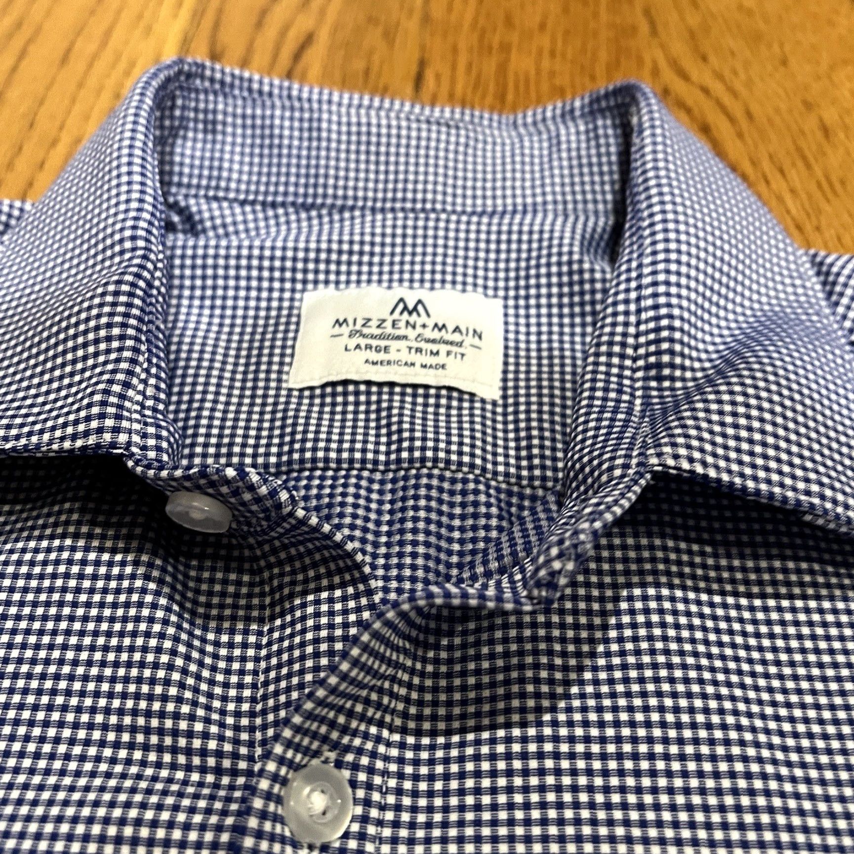 Mizzen+Main Mizzen+Main Men's Shirt Large Slim Button-Up Blue Gingham Check Casual Formal Business Shirt Size US L / EU 52-54 / 3 - 4 Thumbnail