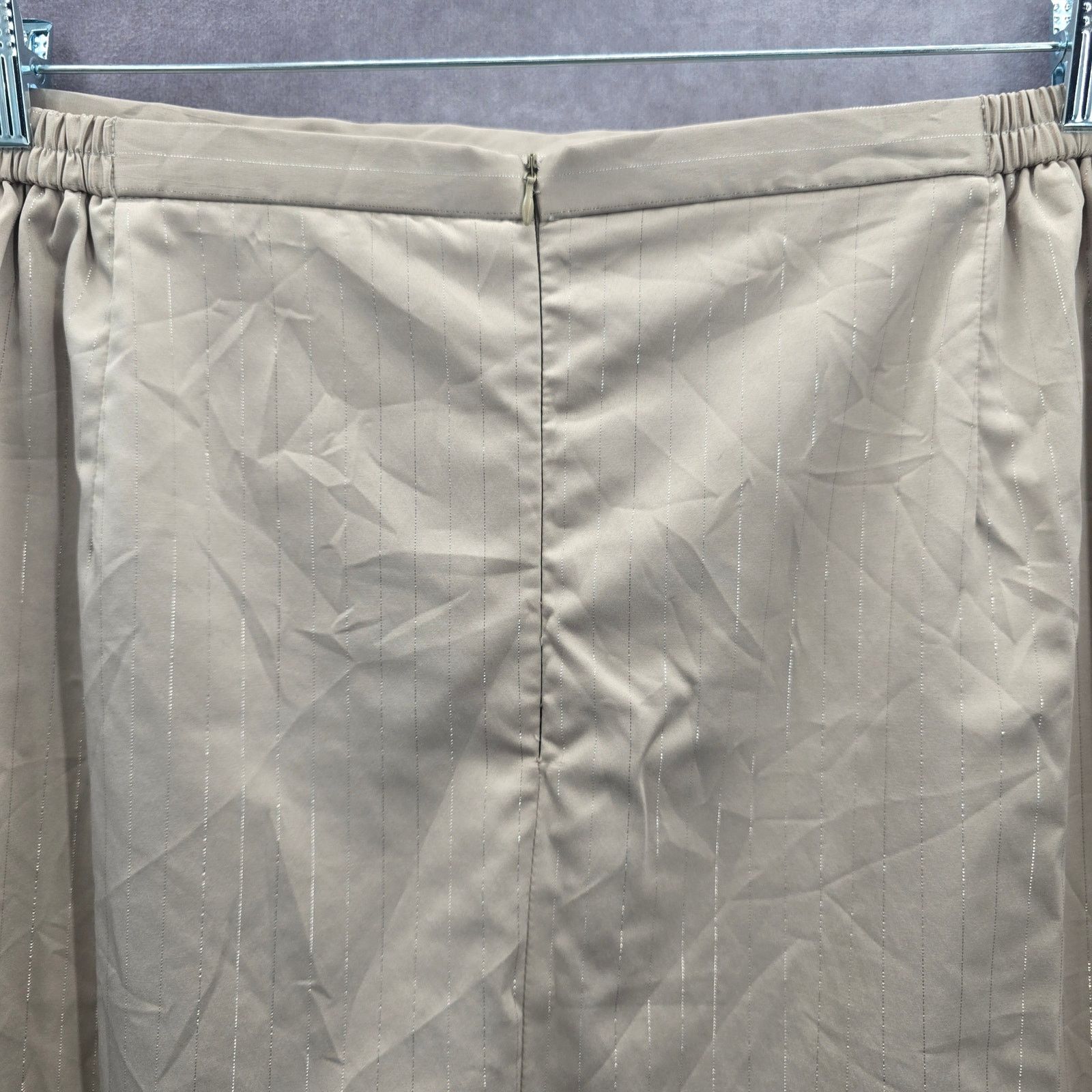 Other Tan Silver Stripe Pencil Zip Slit Stretch Skirt Plus 24W Size 24" / US 00 / IT 34 - 3 Thumbnail