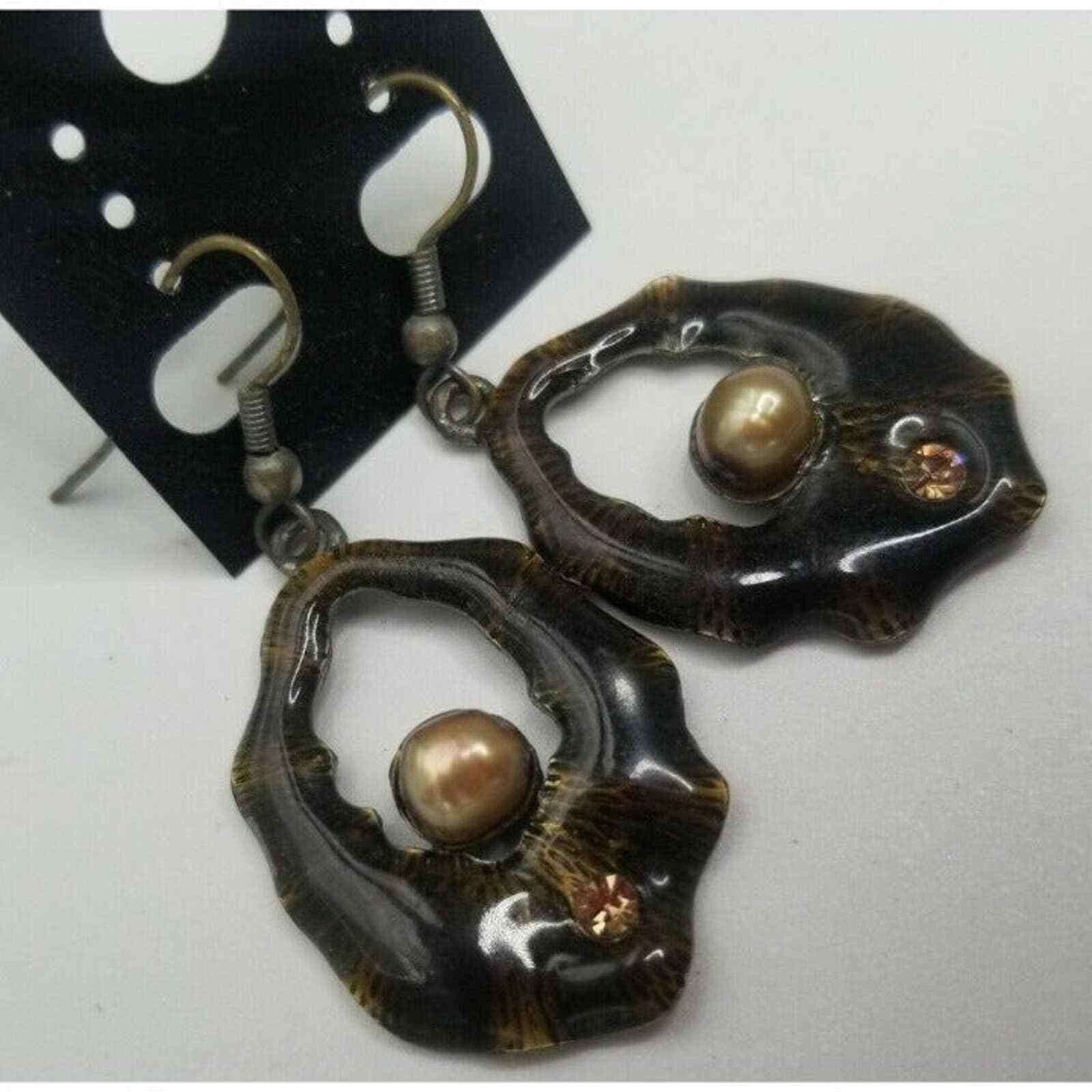 The Unbranded Brand Earrings Fashion Jewlery Costume Brown Rhinestone Dangle S Size ONE SIZE - 5 Thumbnail