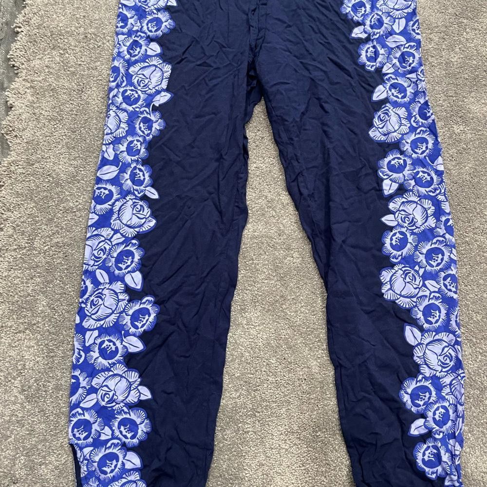 Designer Aerie blue and purple floral jogger pants Size 32" / US 10 / IT 46 - 3 Thumbnail