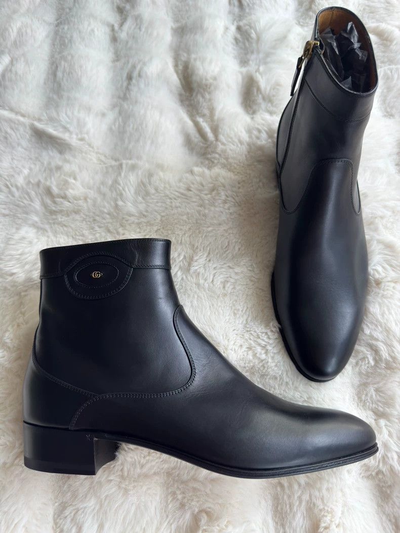 Gucci Guicci Logo men's boots leather shoes Size US 8 / EU 41 - 1 Thumbnail