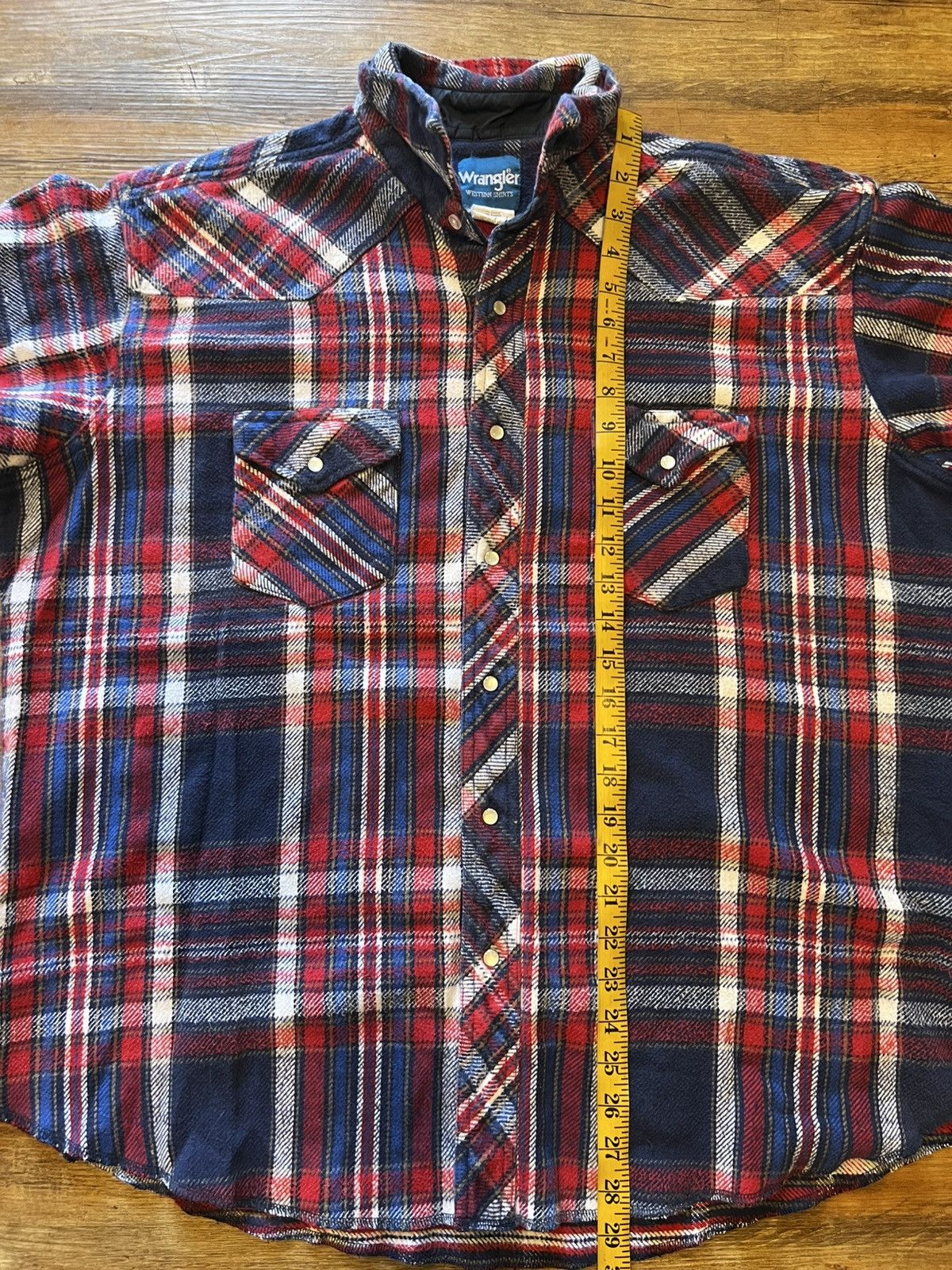 Flannel Vintage 1980's Wrangler Western Pearl Snap Long Sleeve Shirt Size US XL / EU 56 / 4 - 8 Thumbnail