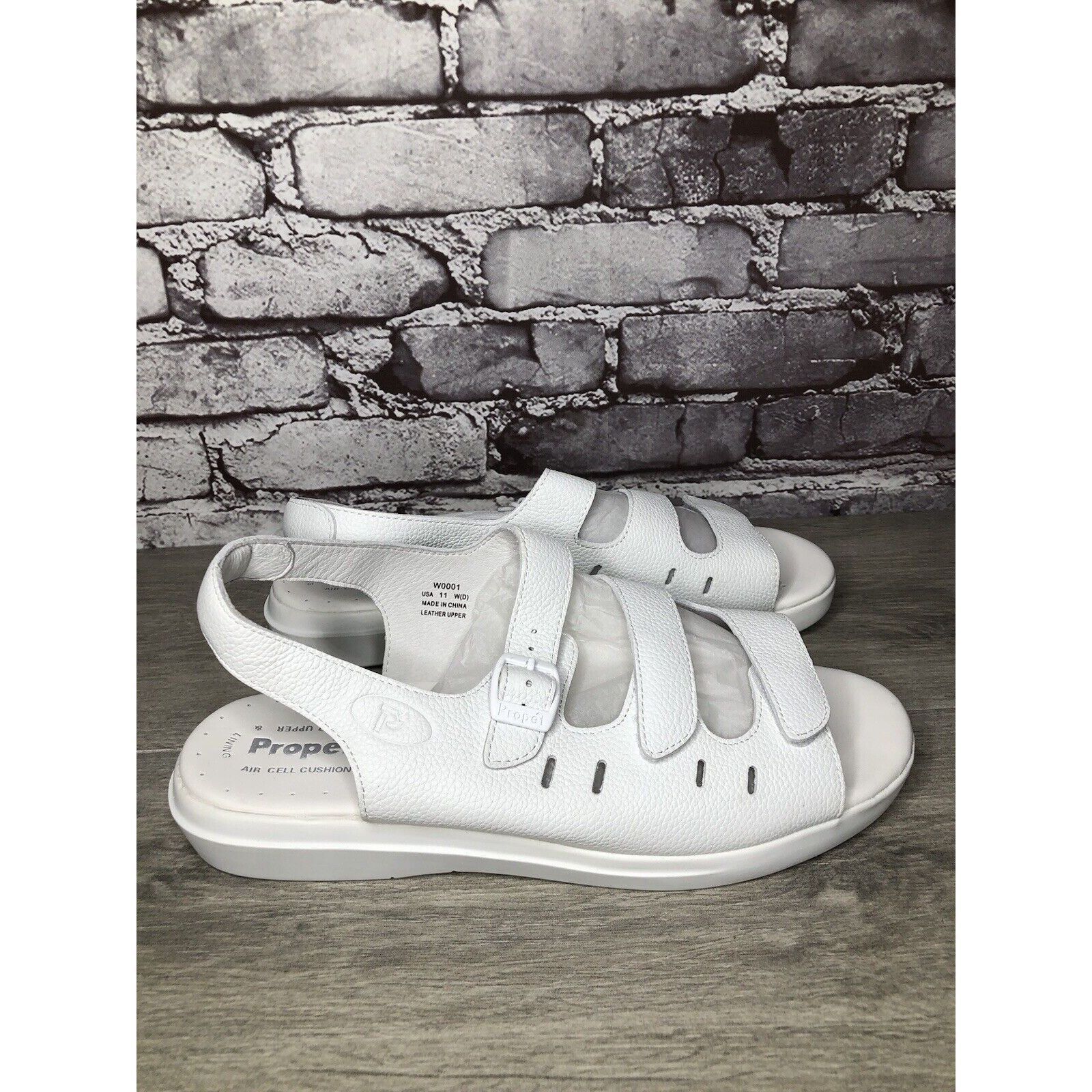 Other Propet Cell Cushion White Leather Triple Strap Wedge Sandals Size US 11 / IT 41 - 3 Thumbnail