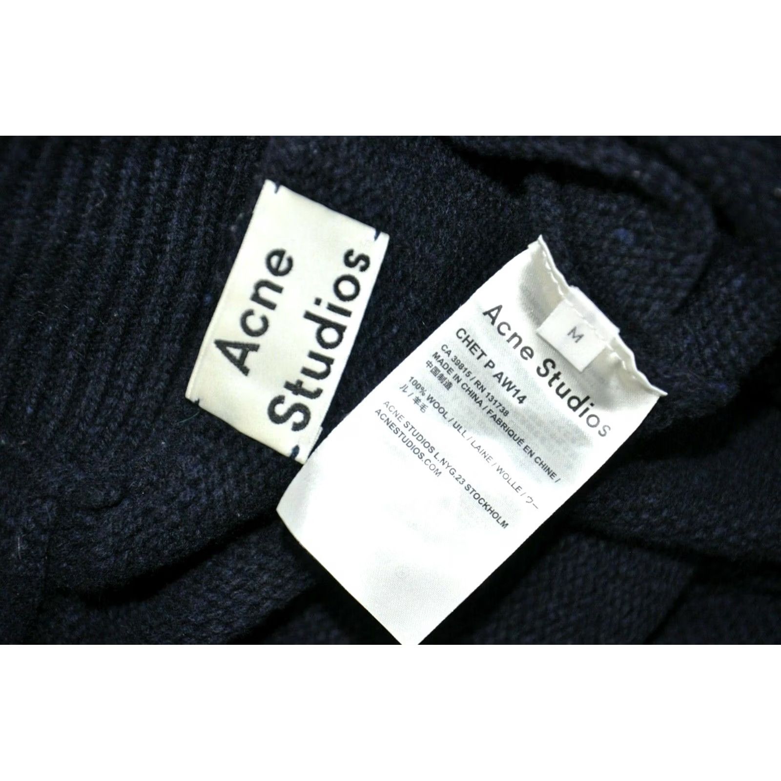 Acne Studios ACNE STUDIOS Chet P AW14 SWEATER Wool Navy Blue M Mens Pullover Turtleneck Size US M / EU 48-50 / 2 - 7 Thumbnail