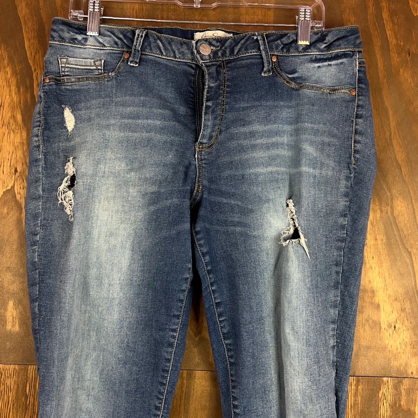 Jessica Simpson Jessica Simpson Womens Jeans Blue Denim Kiss Me Super Skinny Distress Stretch 33 Size 24" / US 00 / IT 34 - 2 Thumbnail