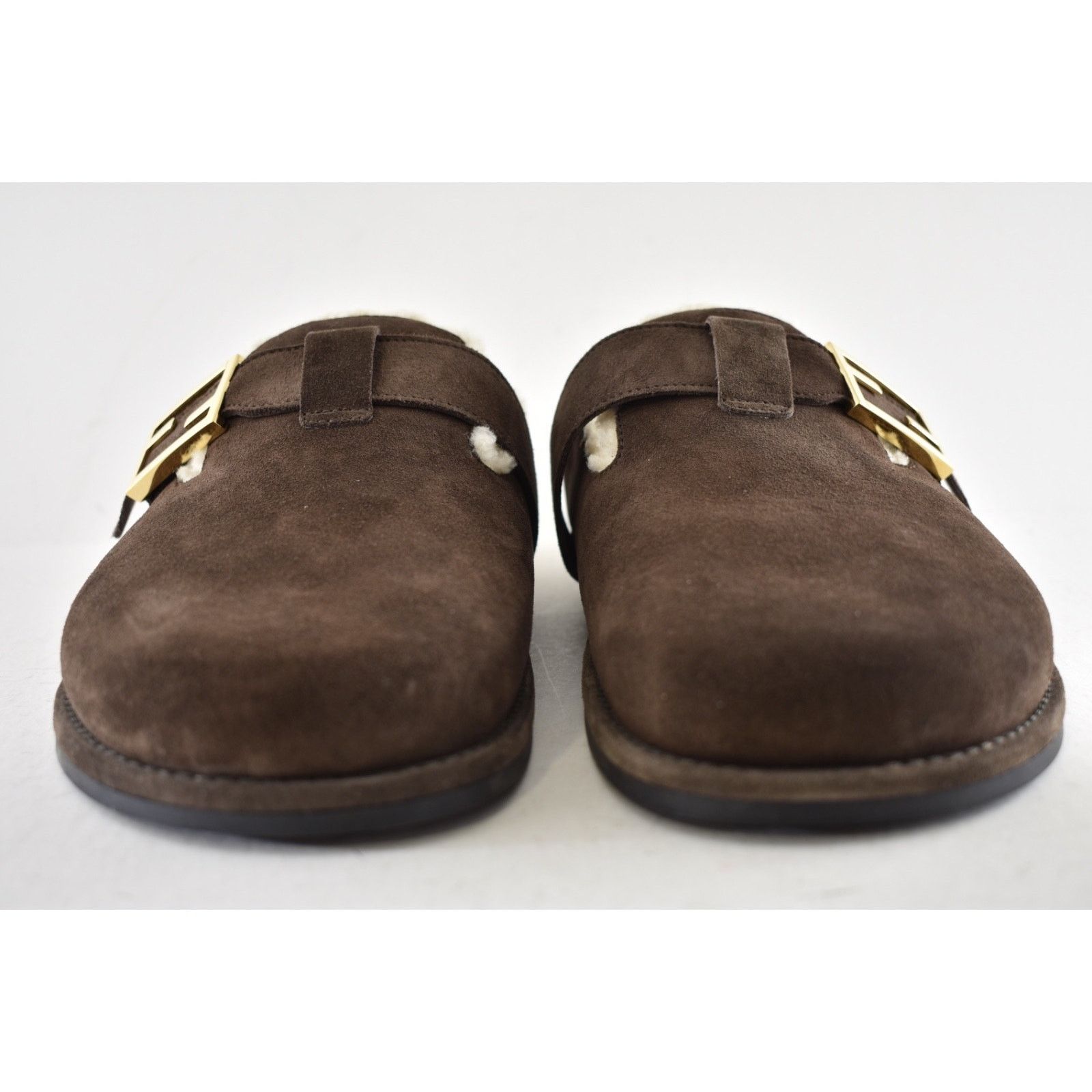 Fendi Fendi Feel Mules Brown Suede Shearling FF Gold Logo Slip On Size US 11 / IT 41 - 9 Thumbnail