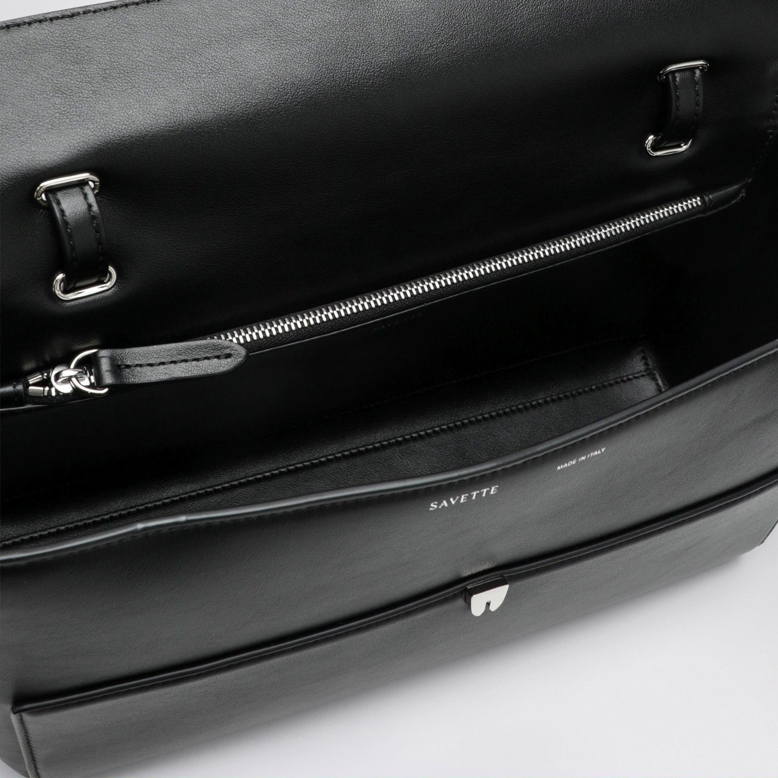 Savette SAVETTE Symmetry Trapeze Black Leather Shoulder Bag New & Au Size ONE SIZE - 4 Thumbnail