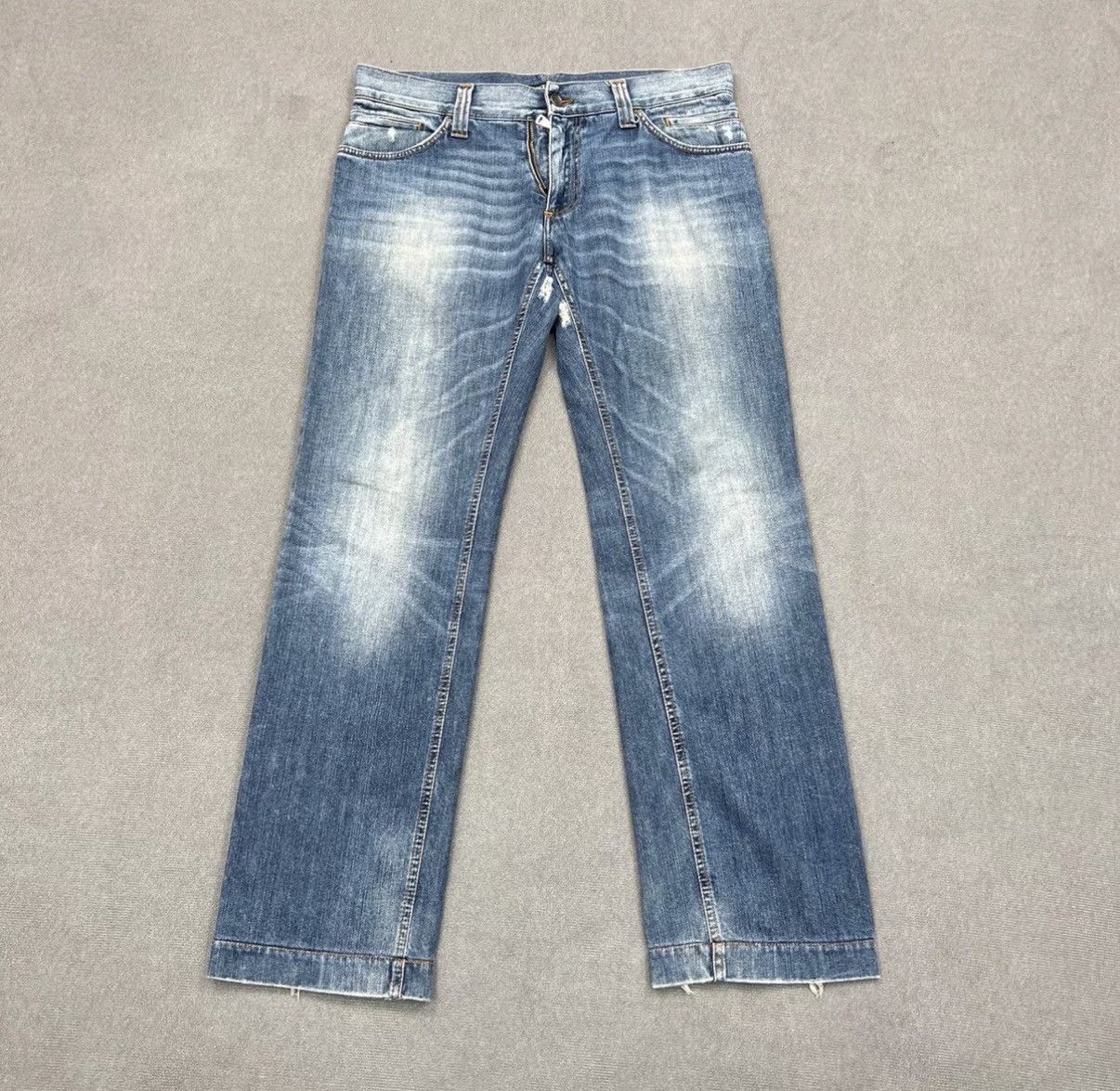 Dolce & Gabbana Dolce & Gabbana Double-Zip Washed Distressed Denim Jeans Size US 34 / EU 50 - 1 Thumbnail