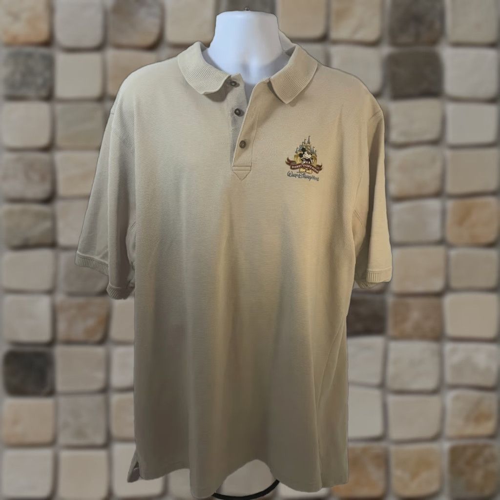 Disney Walt Disney World Mickey Mouse Polo Men 2XL Tan Short Sleeve Button Collar Shirt Size US XXL / EU 58 / 5 - 1 Thumbnail
