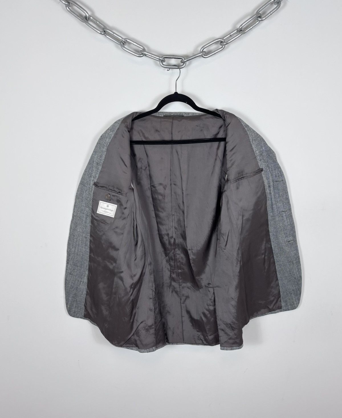 Ermenegildo Zegna Ermenegildo Zegna Soft Grey Textured Silk Blazer Jacket Size 44R - 17 Thumbnail
