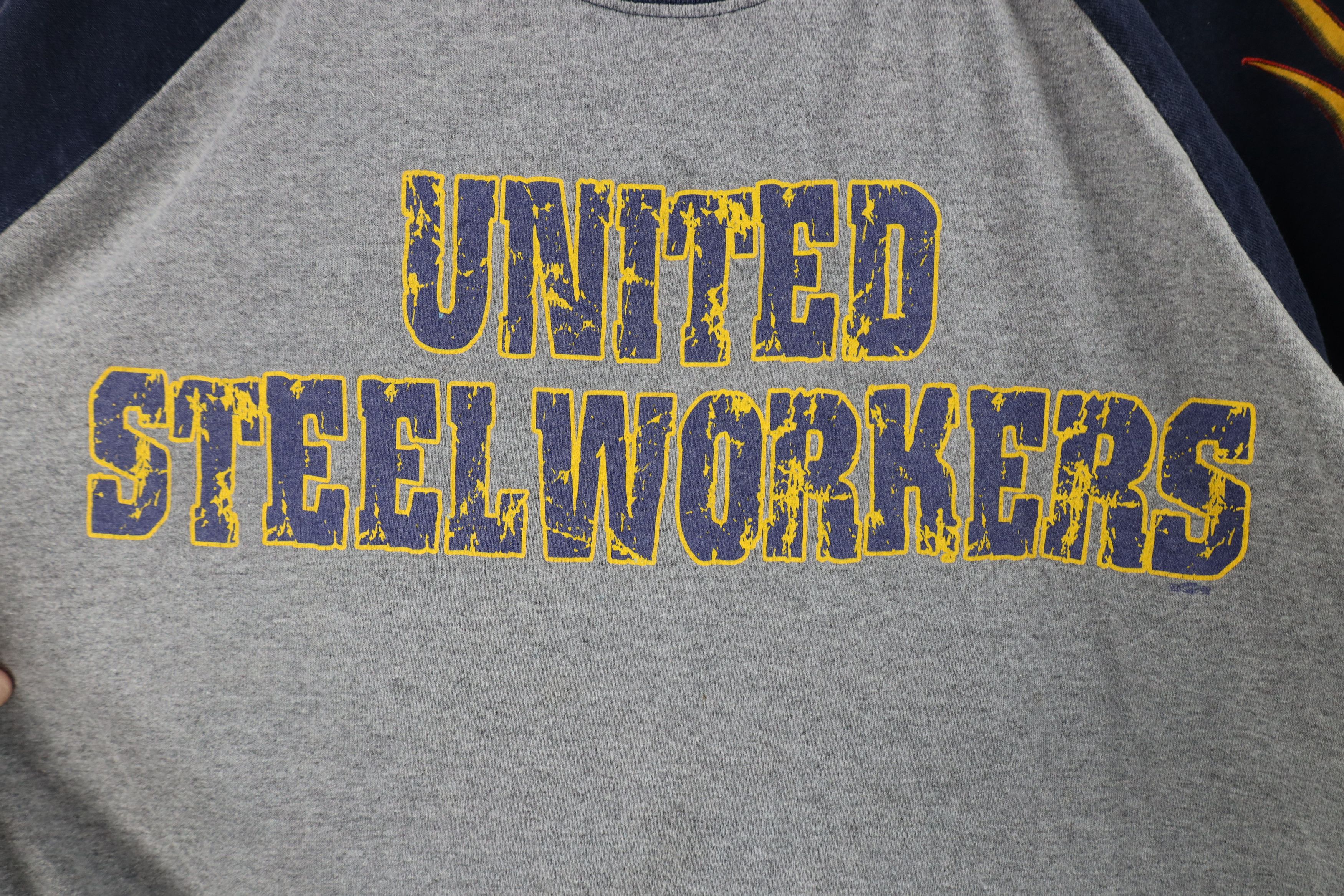 Vintage Vintage 90s Union United Steel Workers Raglan T-Shirt USA Size US XXL / EU 58 / 5 - 4 Thumbnail