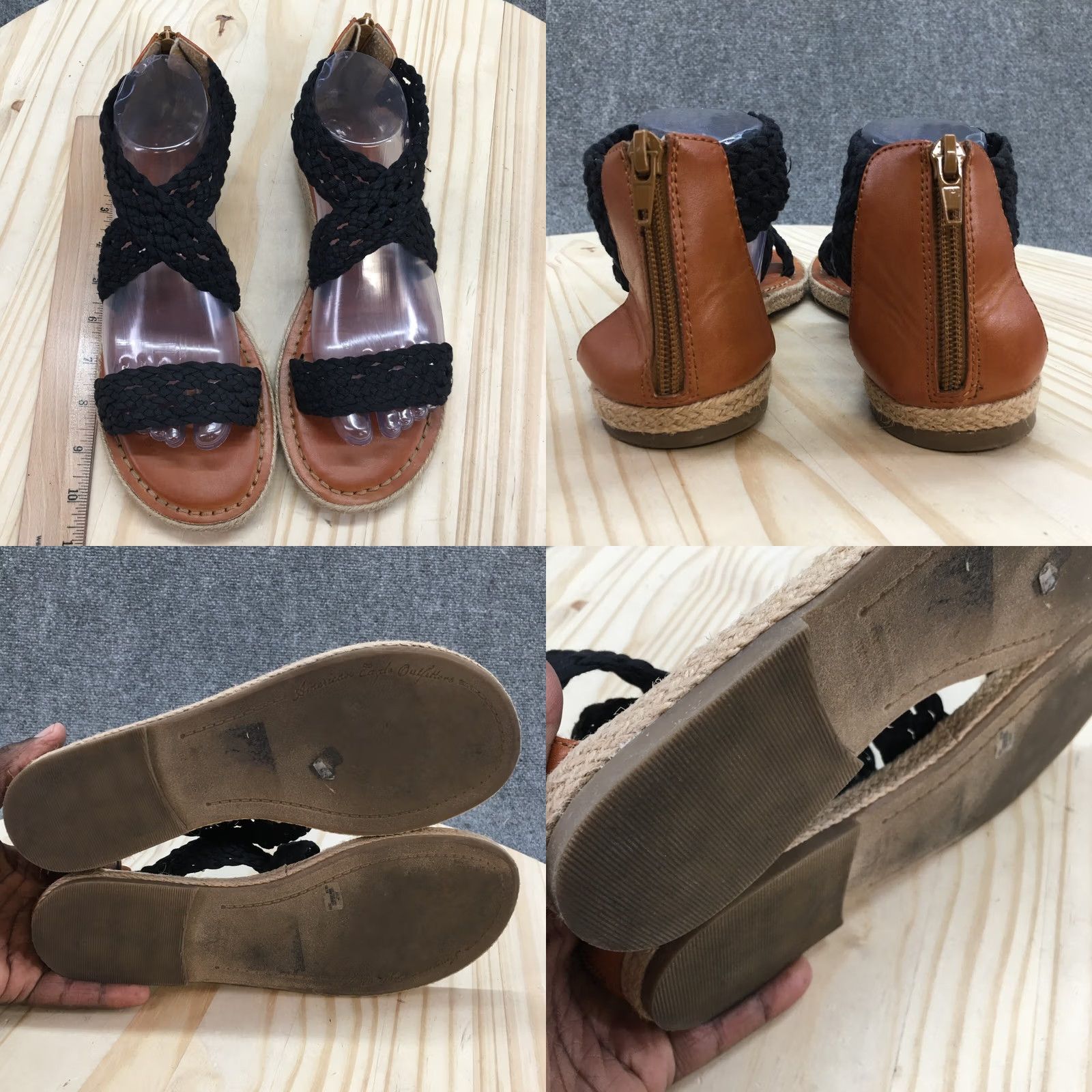 American Eagle Outfitters American Eagle Outfitters Sandals Womens 9 Strappy Flats Black Fabric Comfort Shoes Size US 9 / IT 39 - 8 Thumbnail