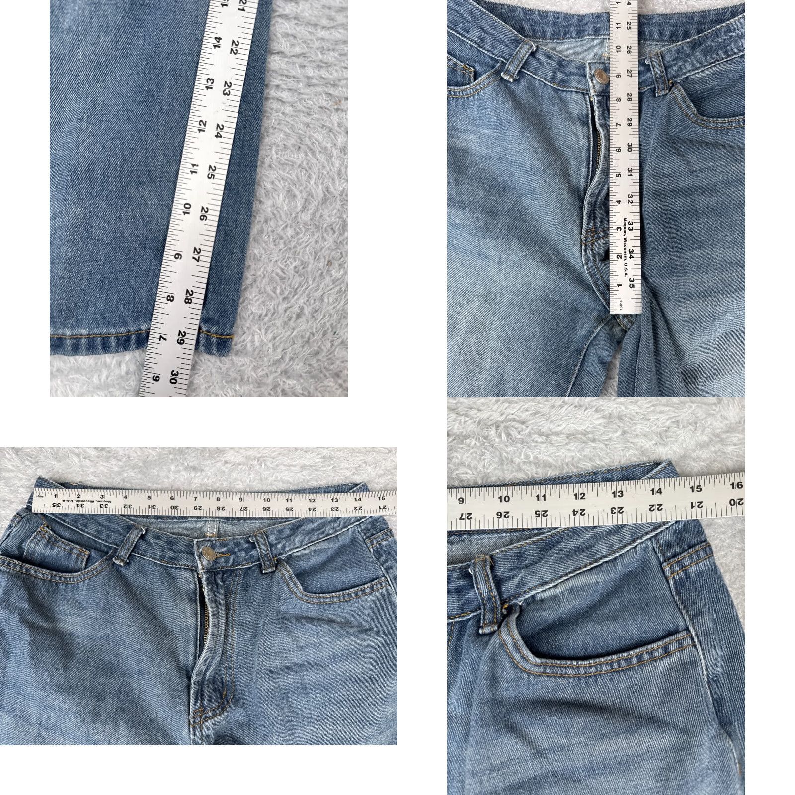 Shein SheIn Jeans Women 28 Blue Denim Wide-Leg Mid Rise Distressed 30x30 Vintage: No Womens Jeans Regular Size 28 Blue Distressed Wide-Leg 30in Inseam Size 28" / US 6 / IT 42 - 8 Thumbnail