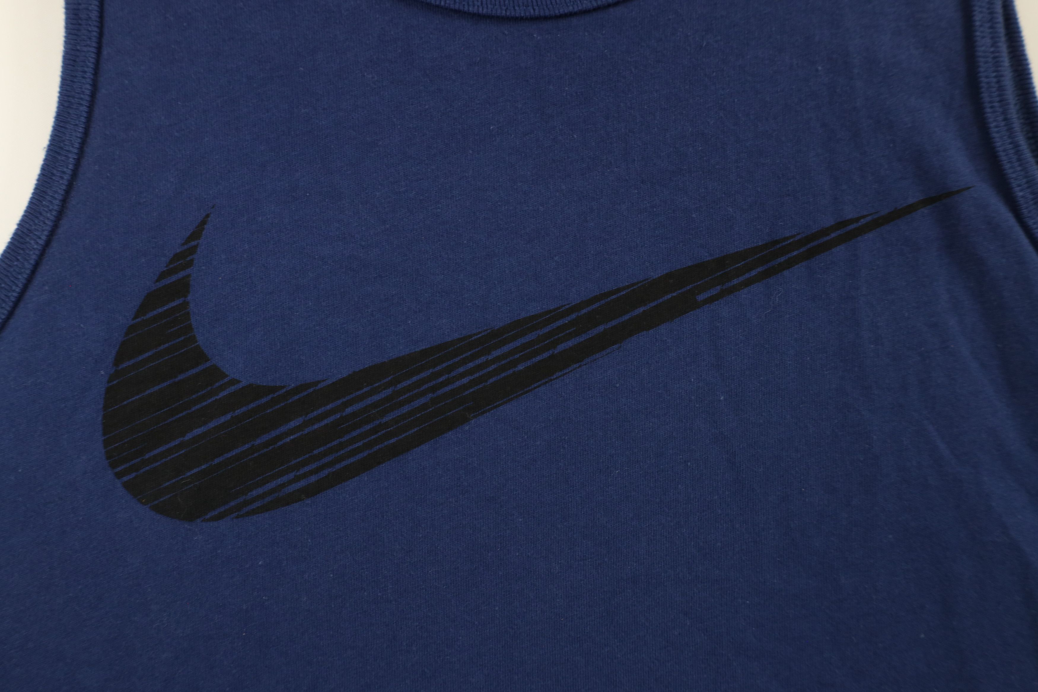 Nike × Vintage Nike Cut Faded Big Swoosh Logo Tank Top T-Shirt Navy Blue Size US M / EU 48-50 / 2 - 4 Thumbnail