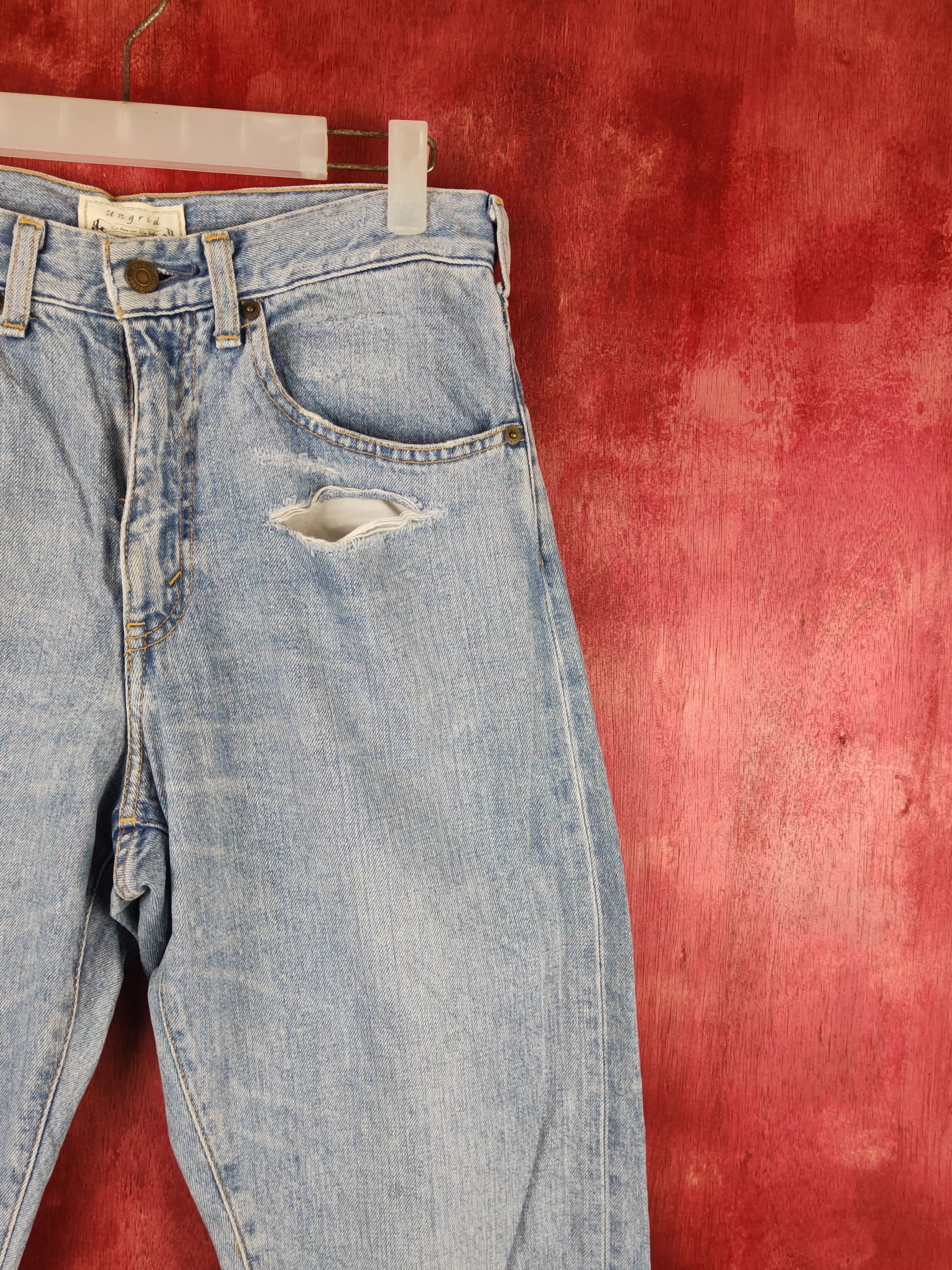 Japanese Brand Ingrid Blue Distressed ripped vintage Denim #S1545 Size US 29 - 5 Thumbnail