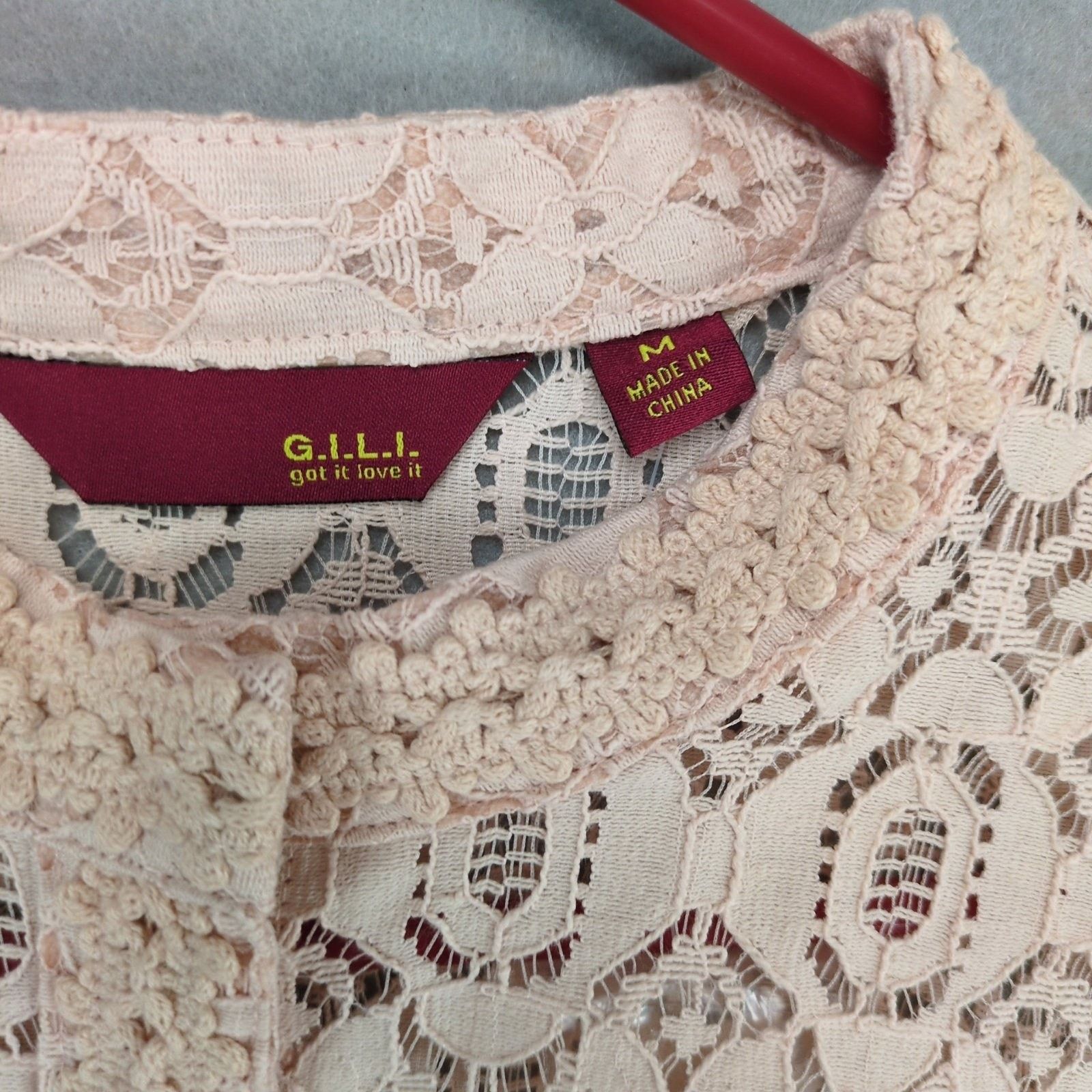 Other GILI Size M Pink Eyelet Lace & Crochet Snap-Front Jacket Top Size M / US 6-8 / IT 42-44 - 2 Thumbnail