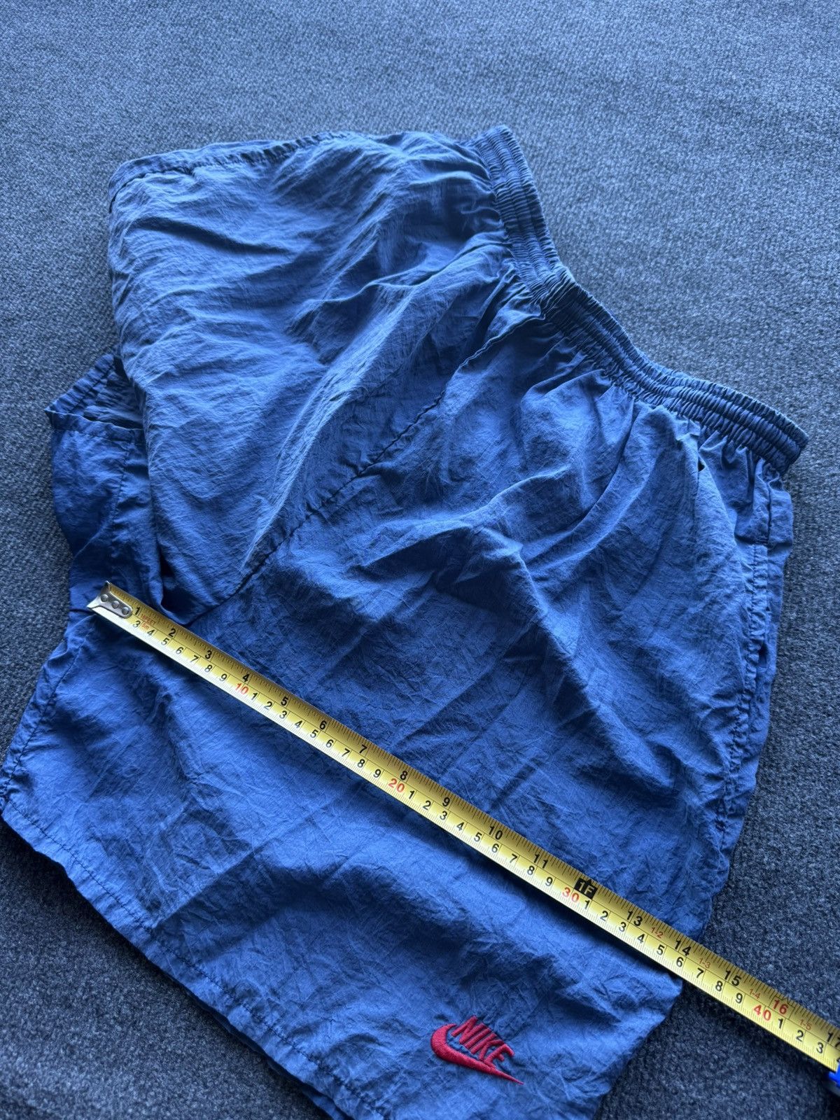 Nike 80s Retro Vintage Nike Swim Shorts Faded Blue Big Logo Y2K L Size US 35 - 23 Thumbnail