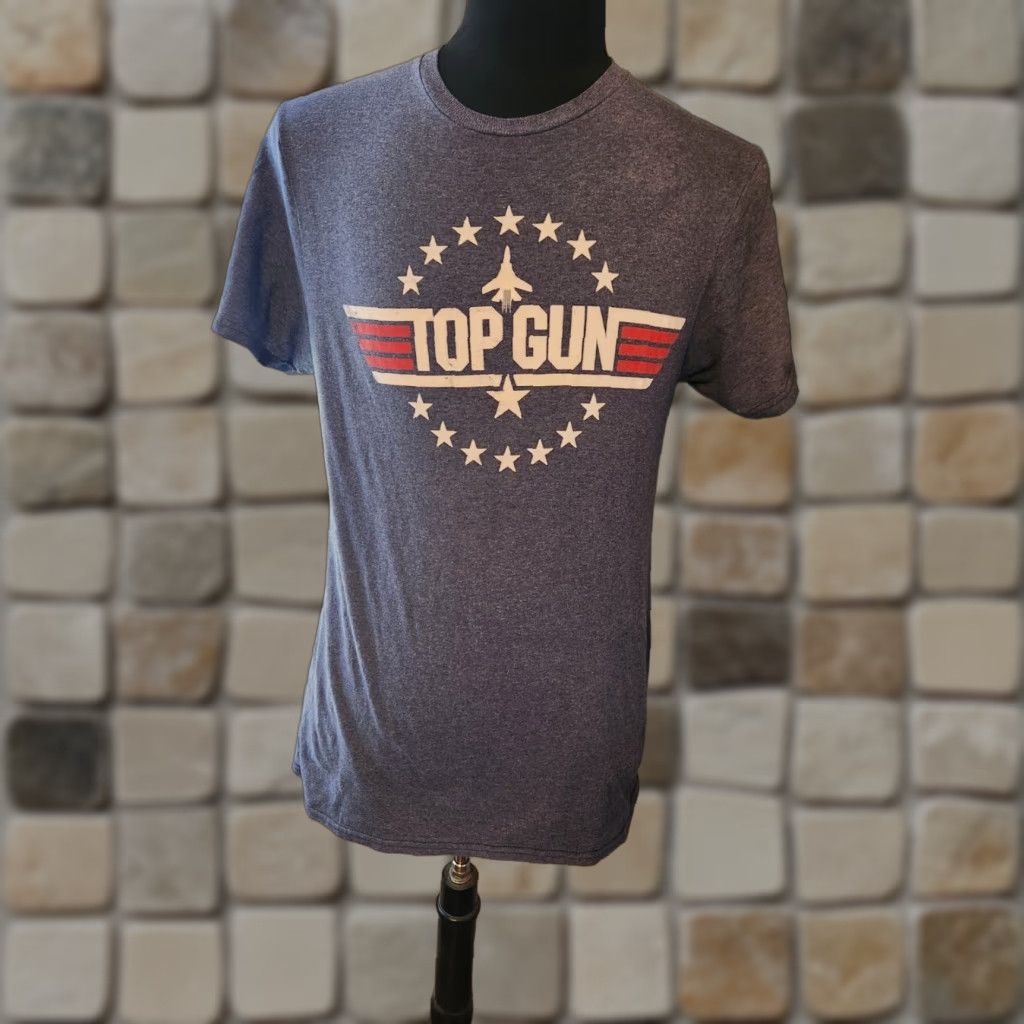 Vintage Top Gun T-Shirt Mens Medium Blue Movie Themed Flight Tom Cruise Short Sleeve Shirt Mens Blue Movie Theme Top Gun Shirt Size US M / EU 48-50 / 2 - 1 Thumbnail