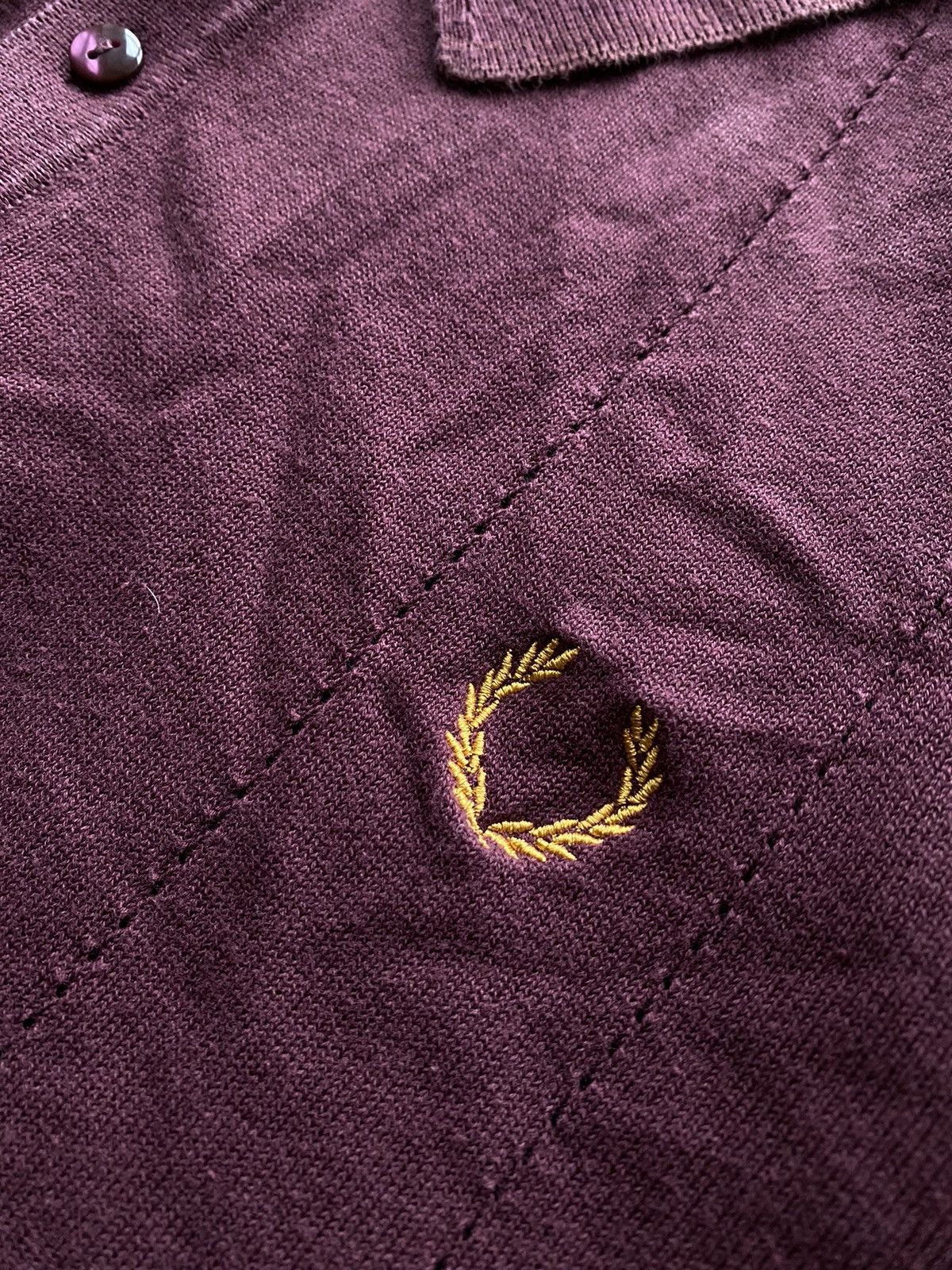 Fred Perry Fred Perry x Miles Kane Burgundy Knit Polo Shirt Size XL Size US XL / EU 56 / 4 - 5 Thumbnail