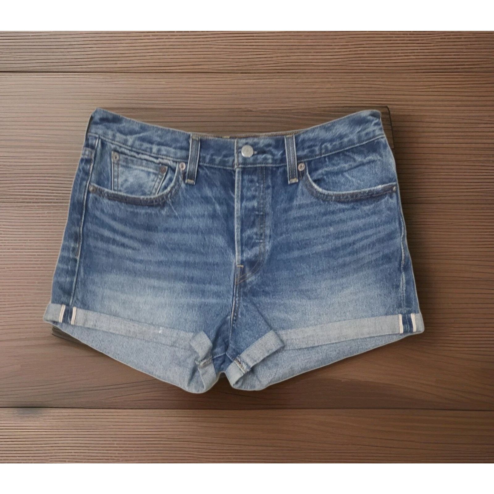 Levi's Levis Shorts White Oak Cone Denim Cuffed Button Fly Festival Size 29" - 2 Thumbnail