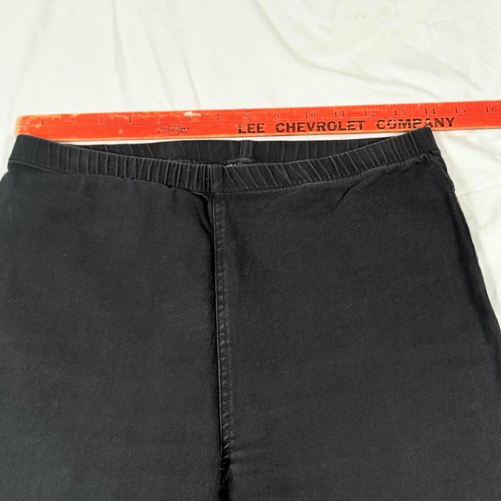 Vintage Metrostyle Pants Medium Black Stretch Pull On Bootcut Flare Jeans Embroidered Womens Denim Knit Elastic Waist Pockets Embroidery Size 32" / US 10 / IT 46 - 6 Thumbnail