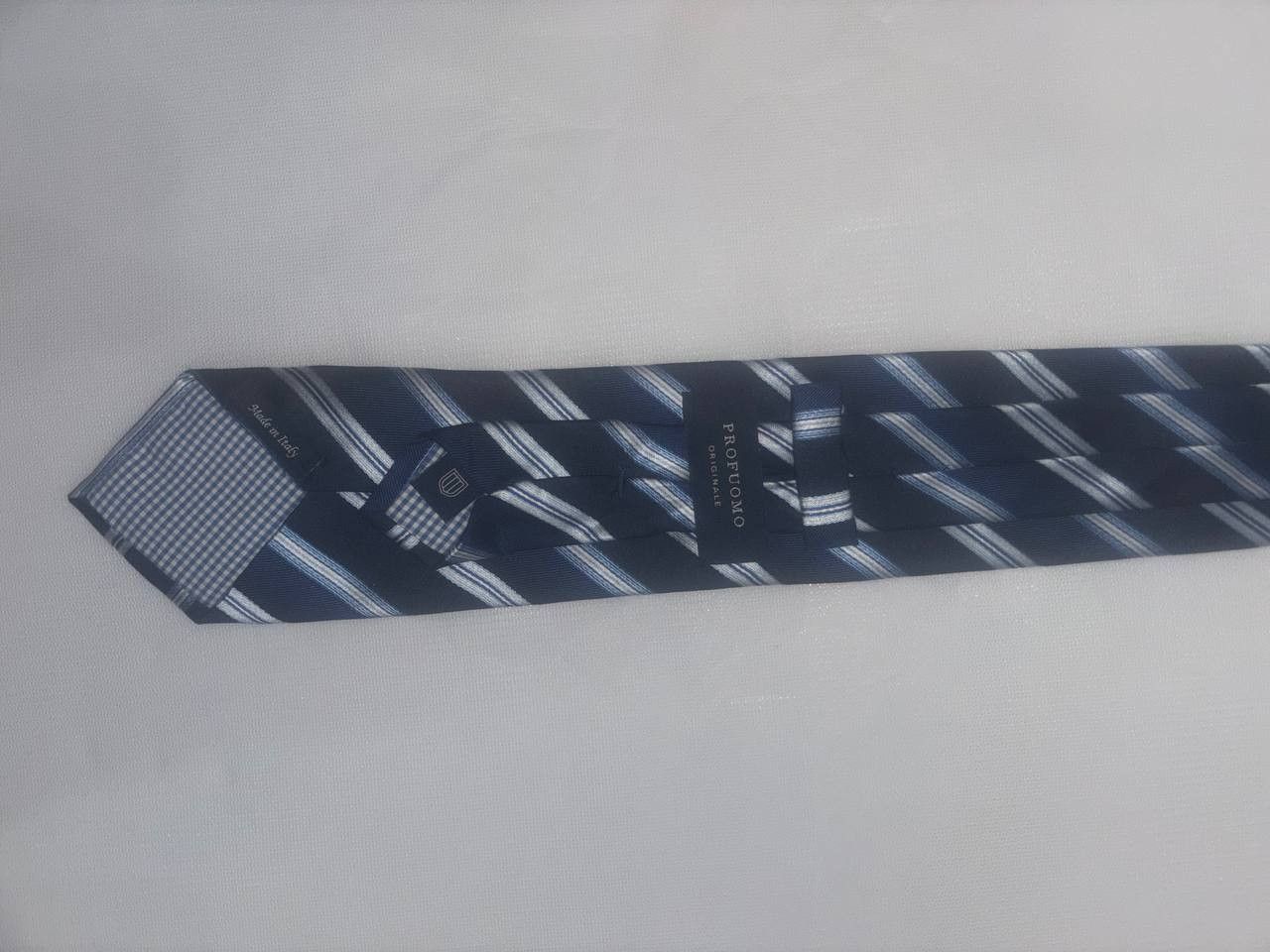 Vintage Men's tie made of 100% silk Profuomo tie blue made in Italy Size ONE SIZE - 9 Thumbnail