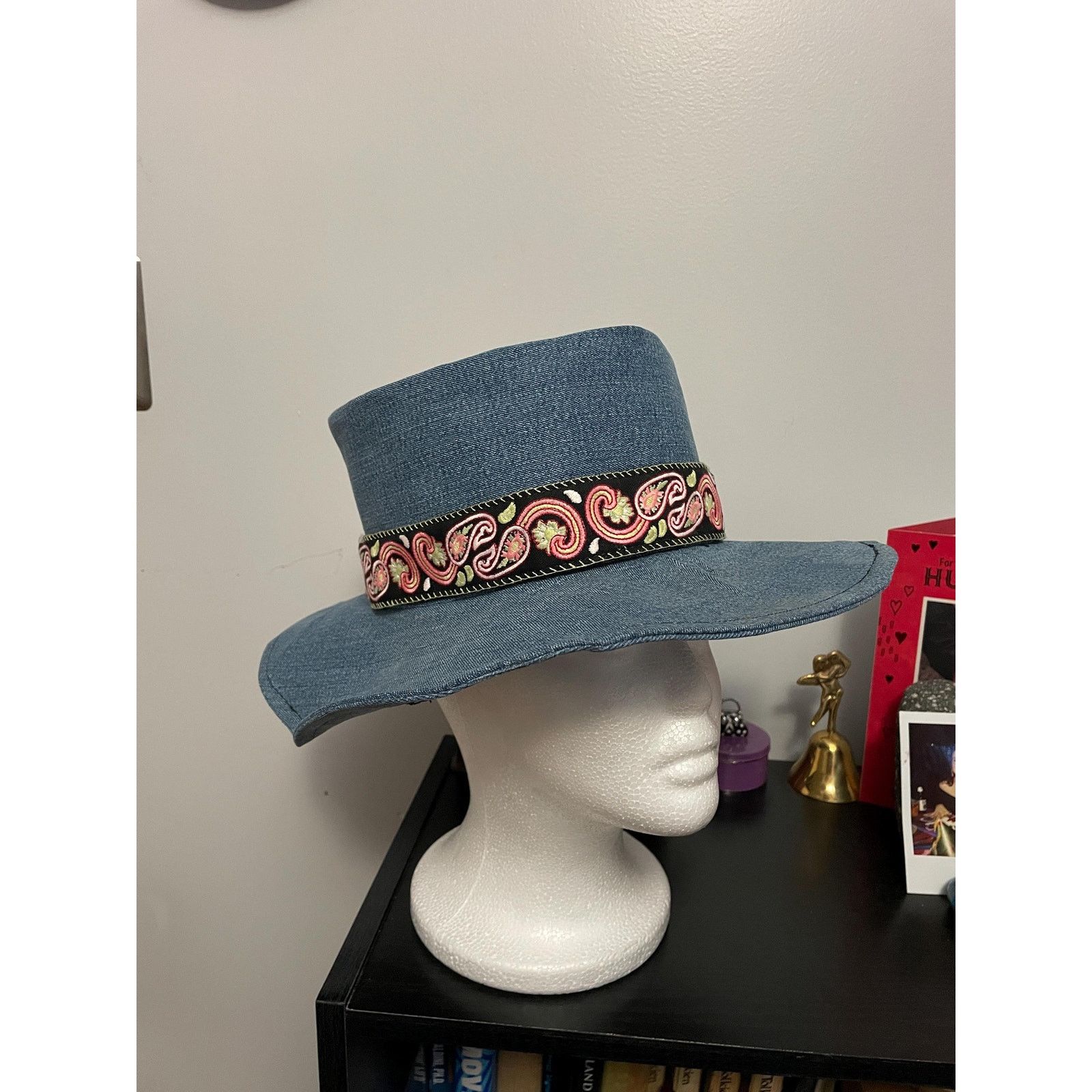 Other Upcycled Denim Western Hat Small | Handmade Wide Brim Blue Size ONE SIZE - 1 Thumbnail