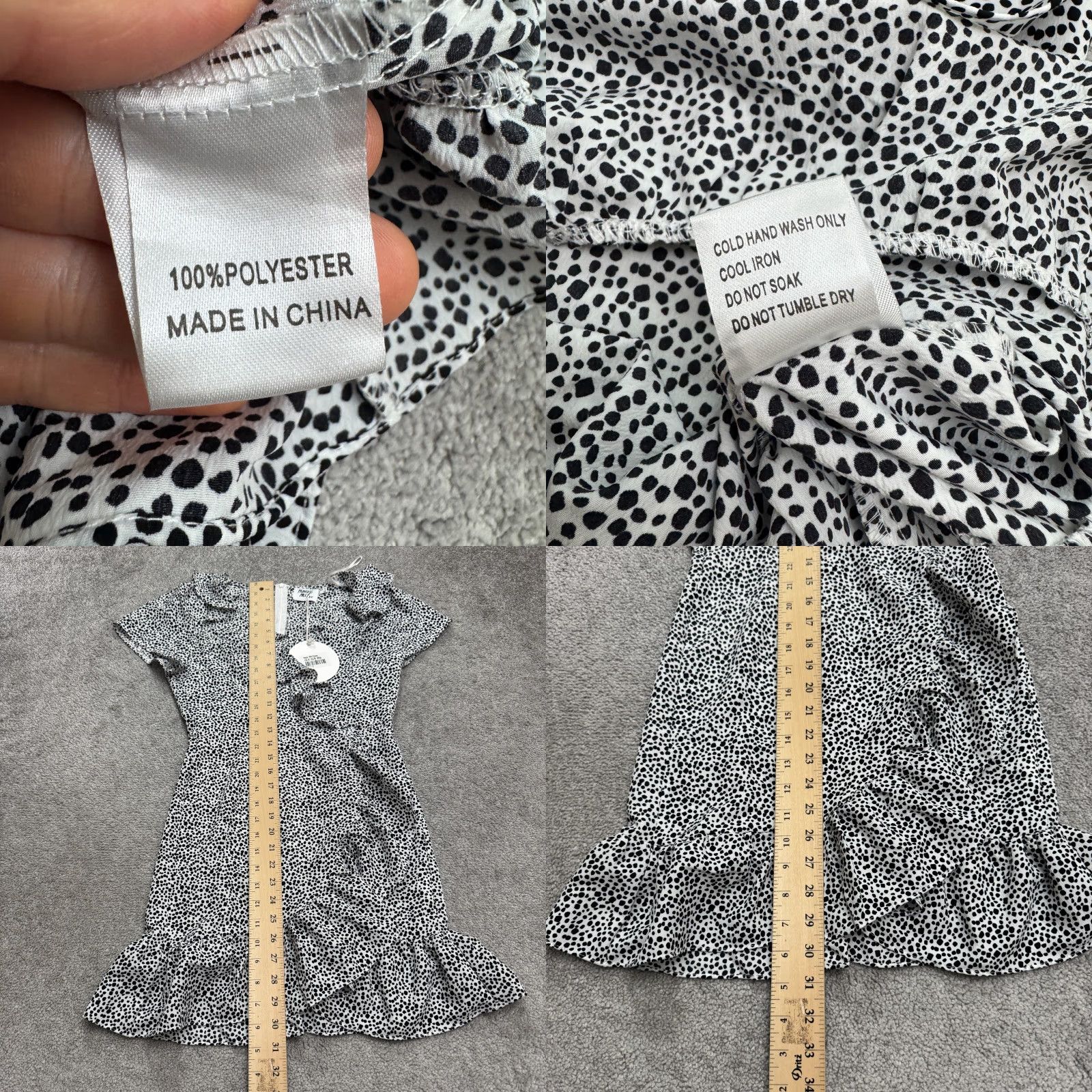 PRINCESS POLLY Princess Polly Rezar Ruffle Mini Wrap Dress Womens 4 Black White Polka NWT New Size S / US 4 / IT 40 - 8 Thumbnail