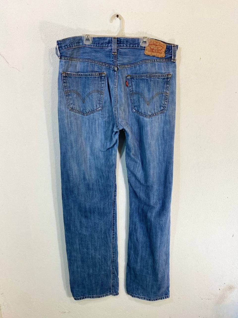 image of Vintage Levis 501 Distressed Denim Nice Design in Light Blue Jeans, Men's (Size 37)