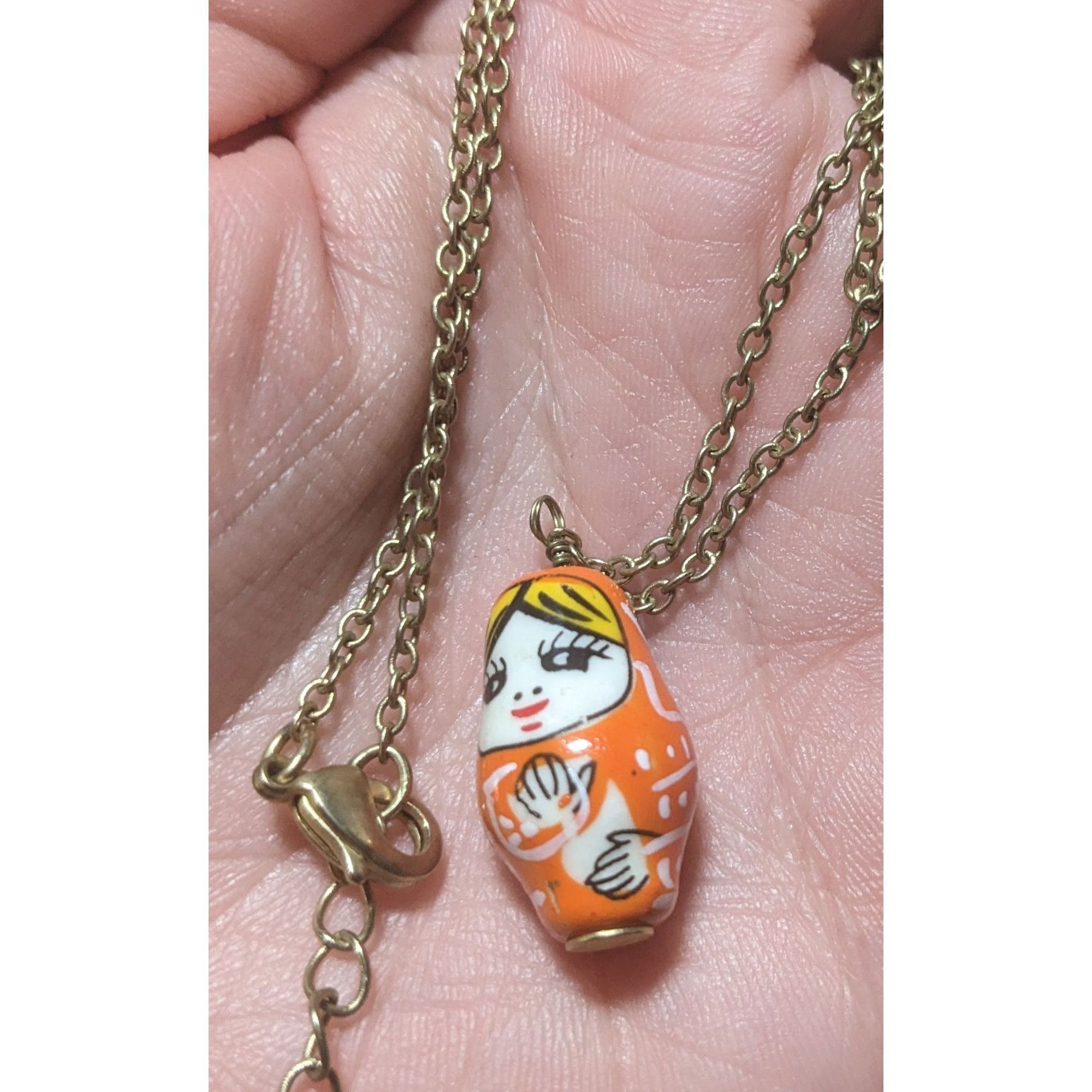 Other Retro Orange Russian Nesting Doll Necklace Size ONE SIZE - 12 Thumbnail