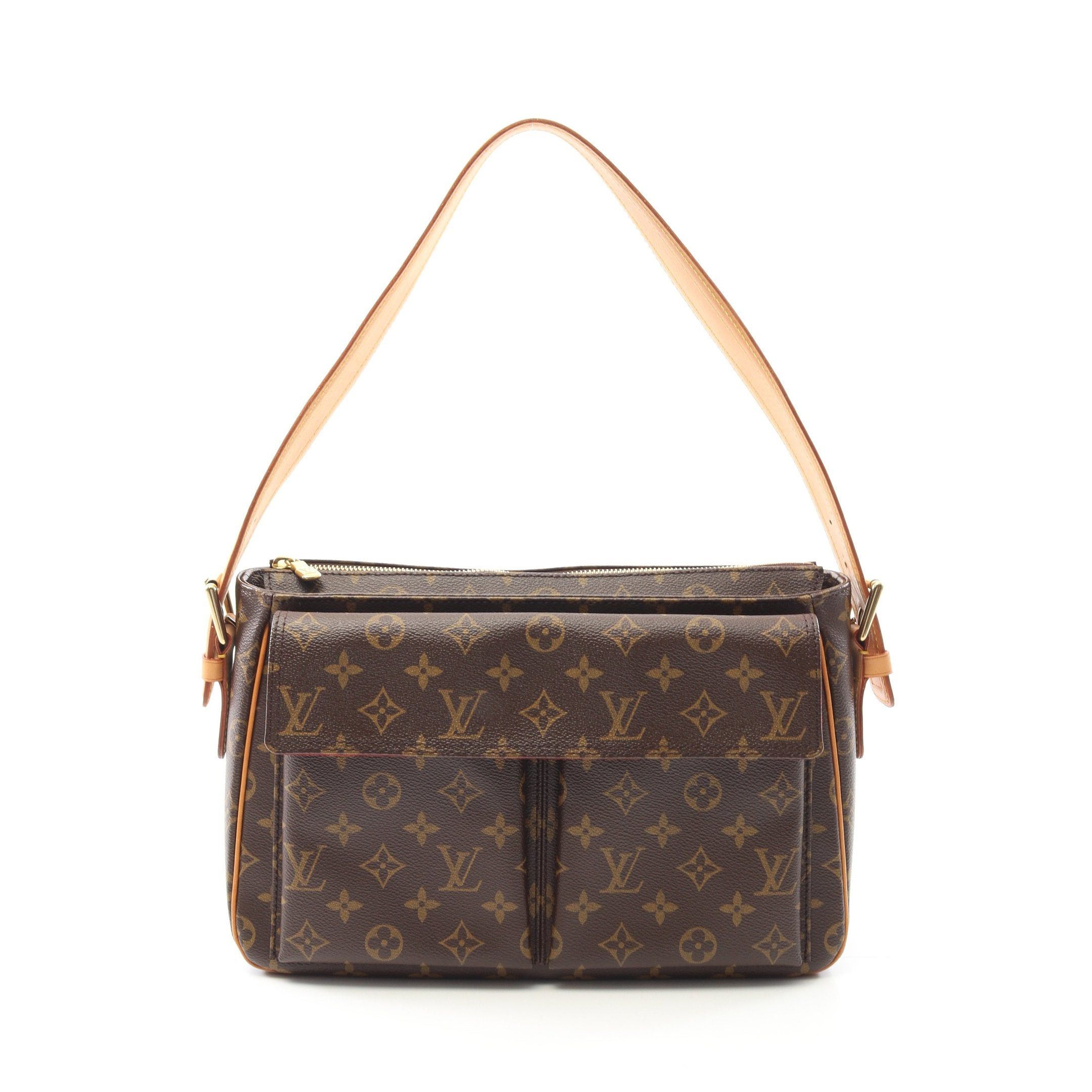 Louis Vuitton Vivacite Gm Monogram Shoulder Bag Leather Brown