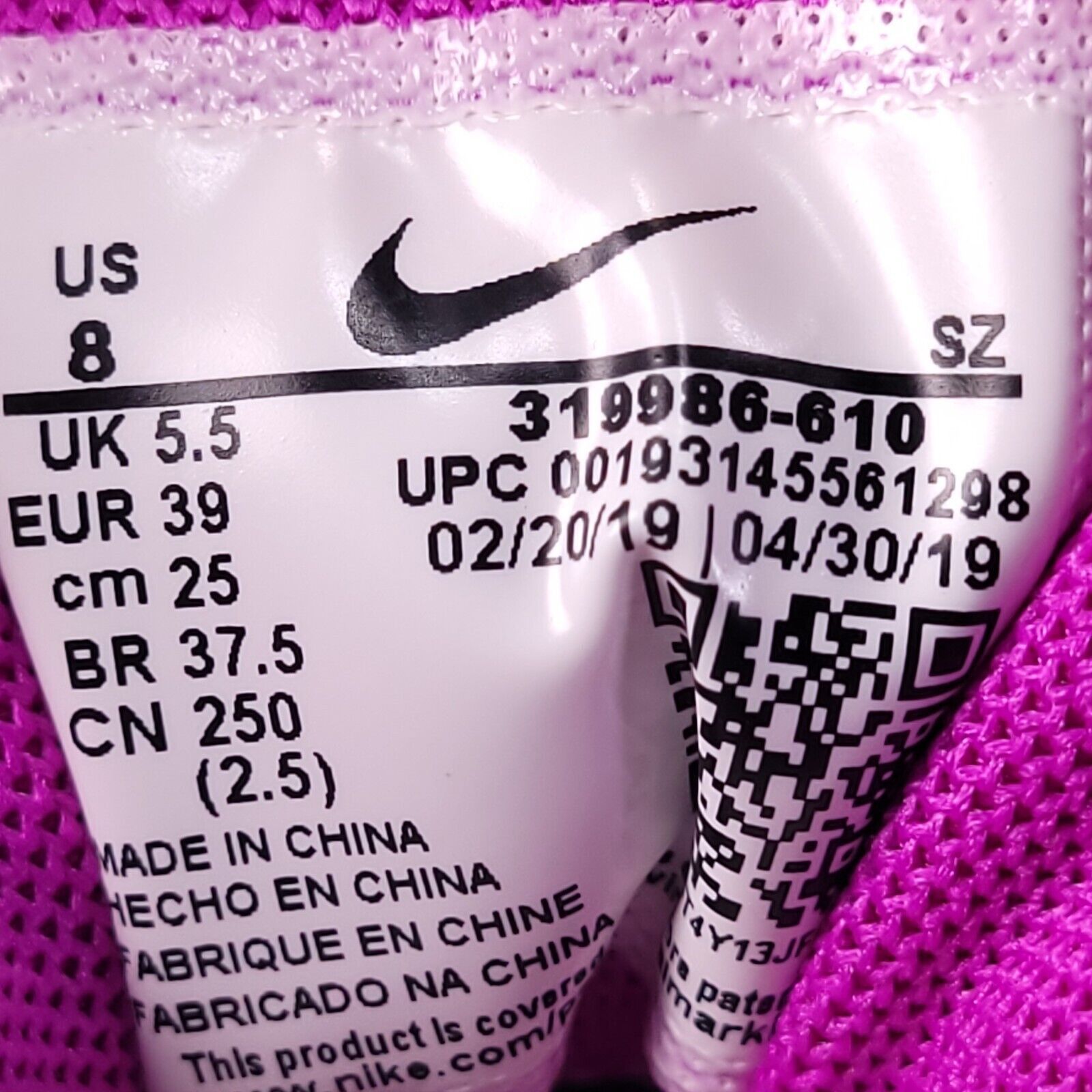 Nike Nike Air Max 1 Shoe Womens Size 8 319986-610 Pink Purple Size US 8 / IT 38 - 8 Thumbnail