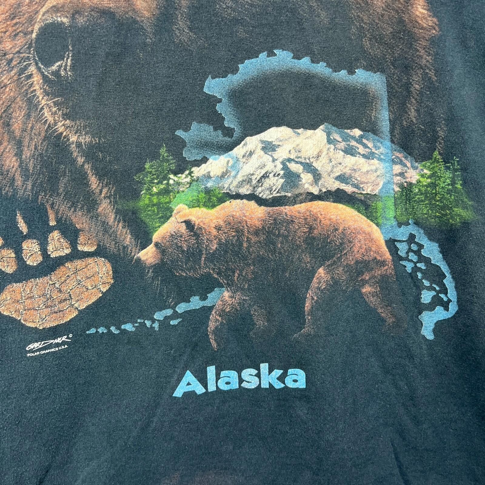 Vintage Vintage 90s Grizzly Bear Alaska Nature Animal T Shirt Large Size US L / EU 52-54 / 3 - 6 Thumbnail