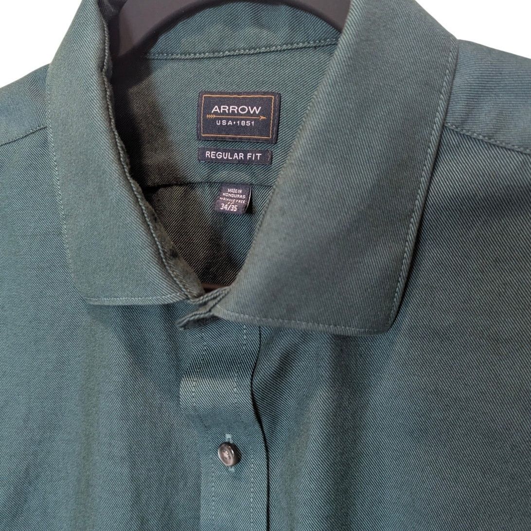 Arrow Arrow Green Regular Fit Button Up Size 17 34/35 Size US XXL / EU 58 / 5 - 3 Thumbnail